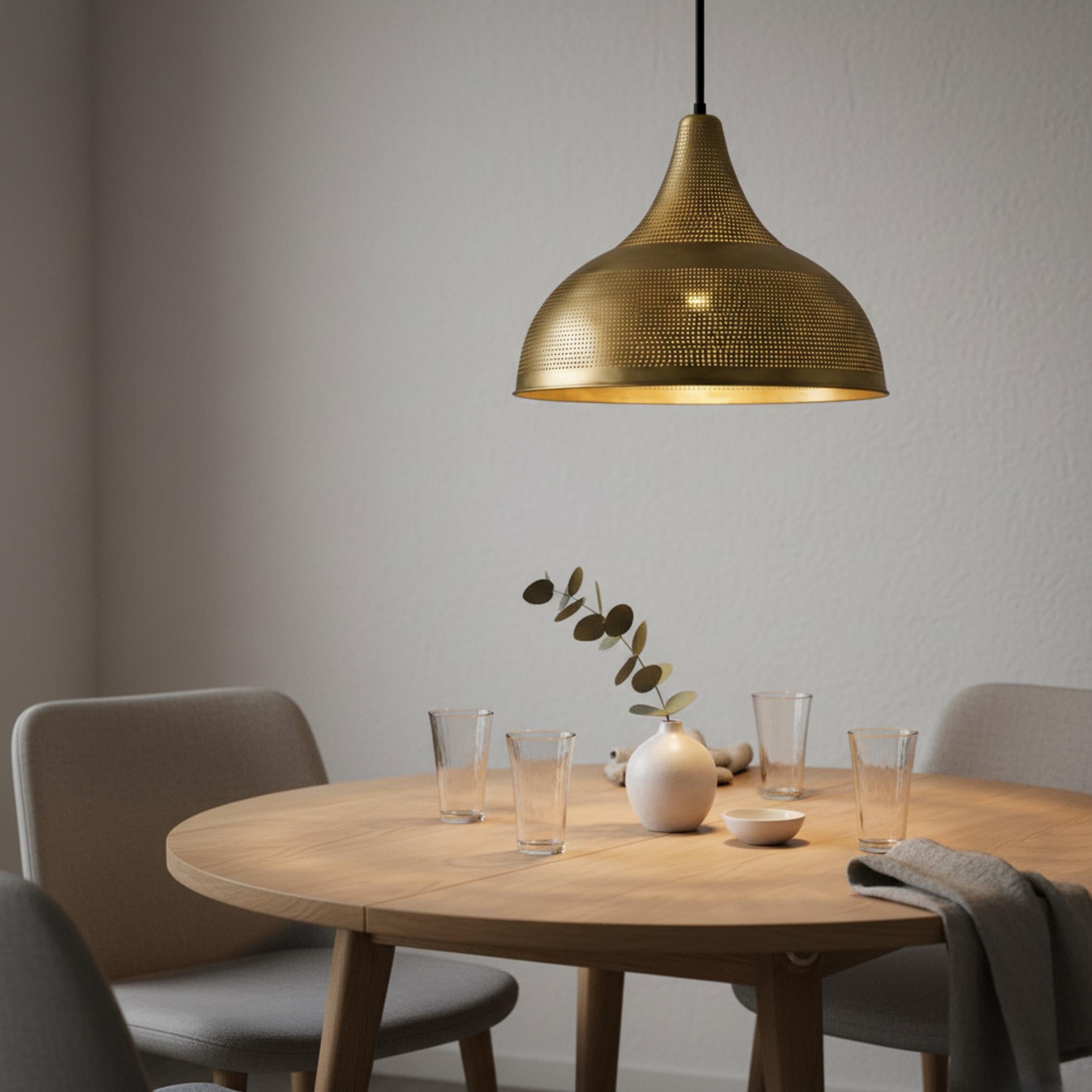 brass pendant light perforated metal dome hanging lamp