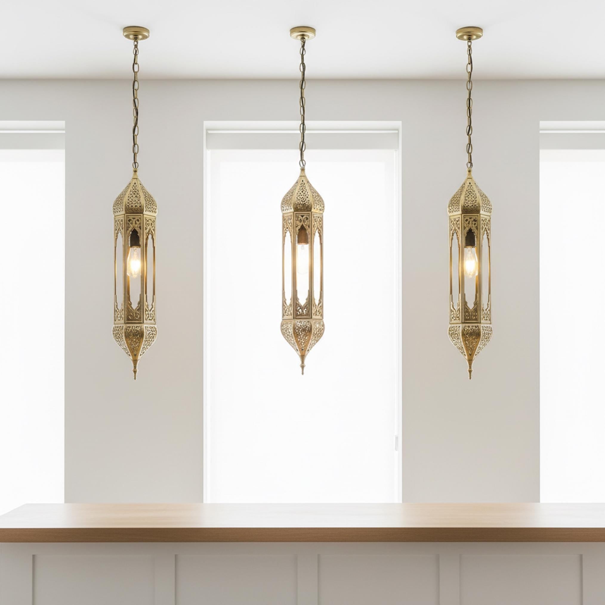 Moroccan Pendant Light Metal Hanging Lantern Chain Ceiling Fixture