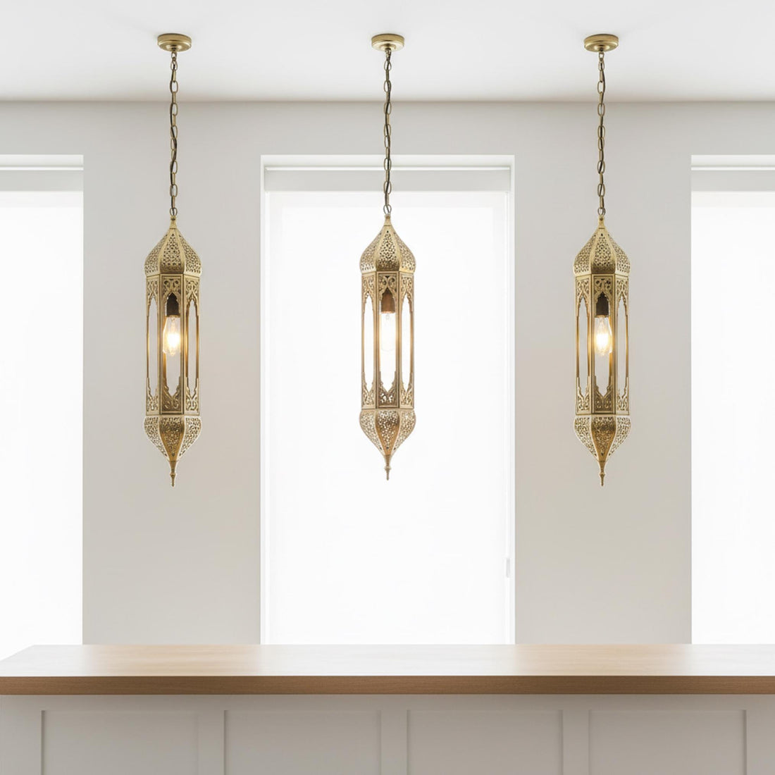 Moroccan Pendant Light Metal Hanging Lantern Chain Ceiling Fixture