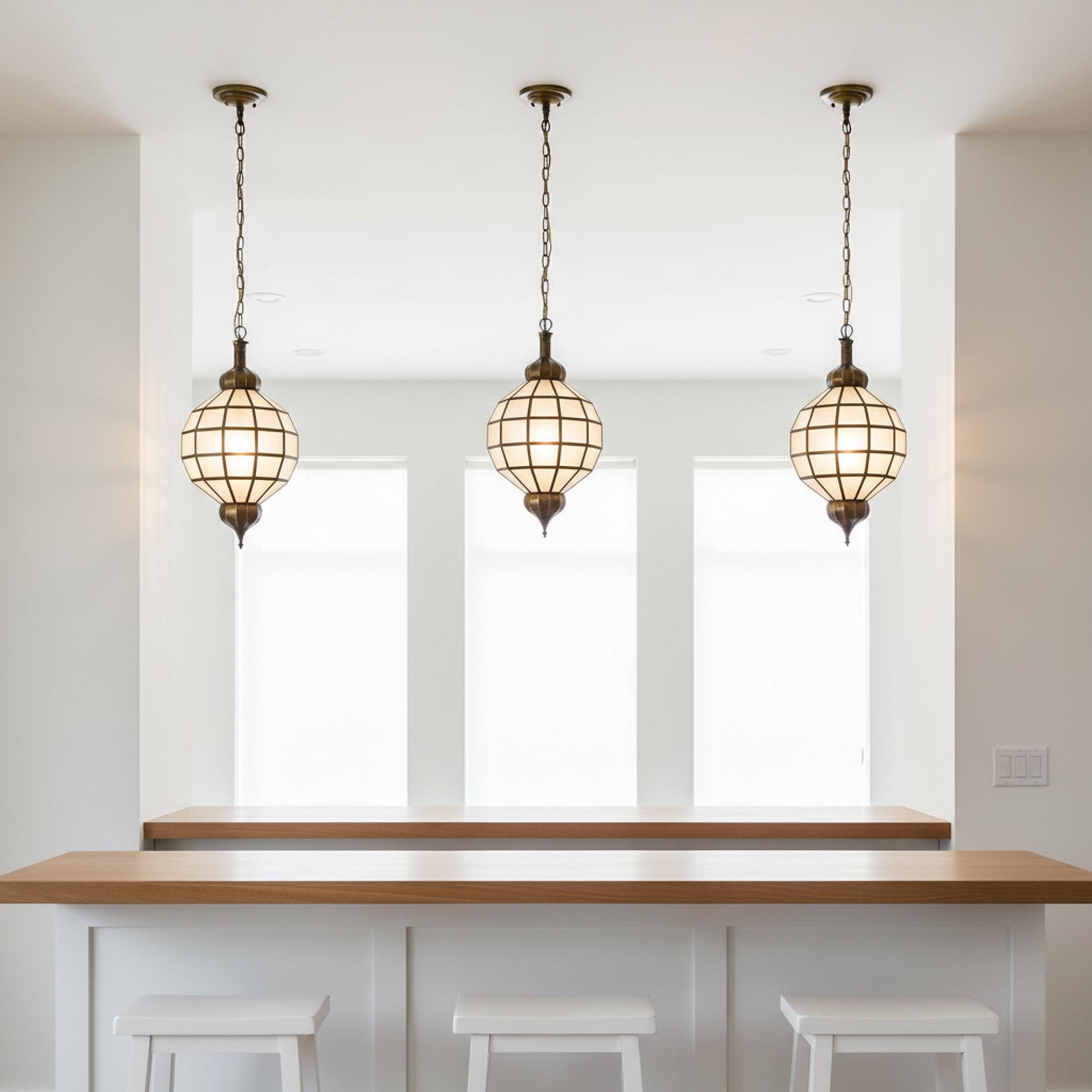 Geometric Pendant Light Hanging Lantern Chain Fixture