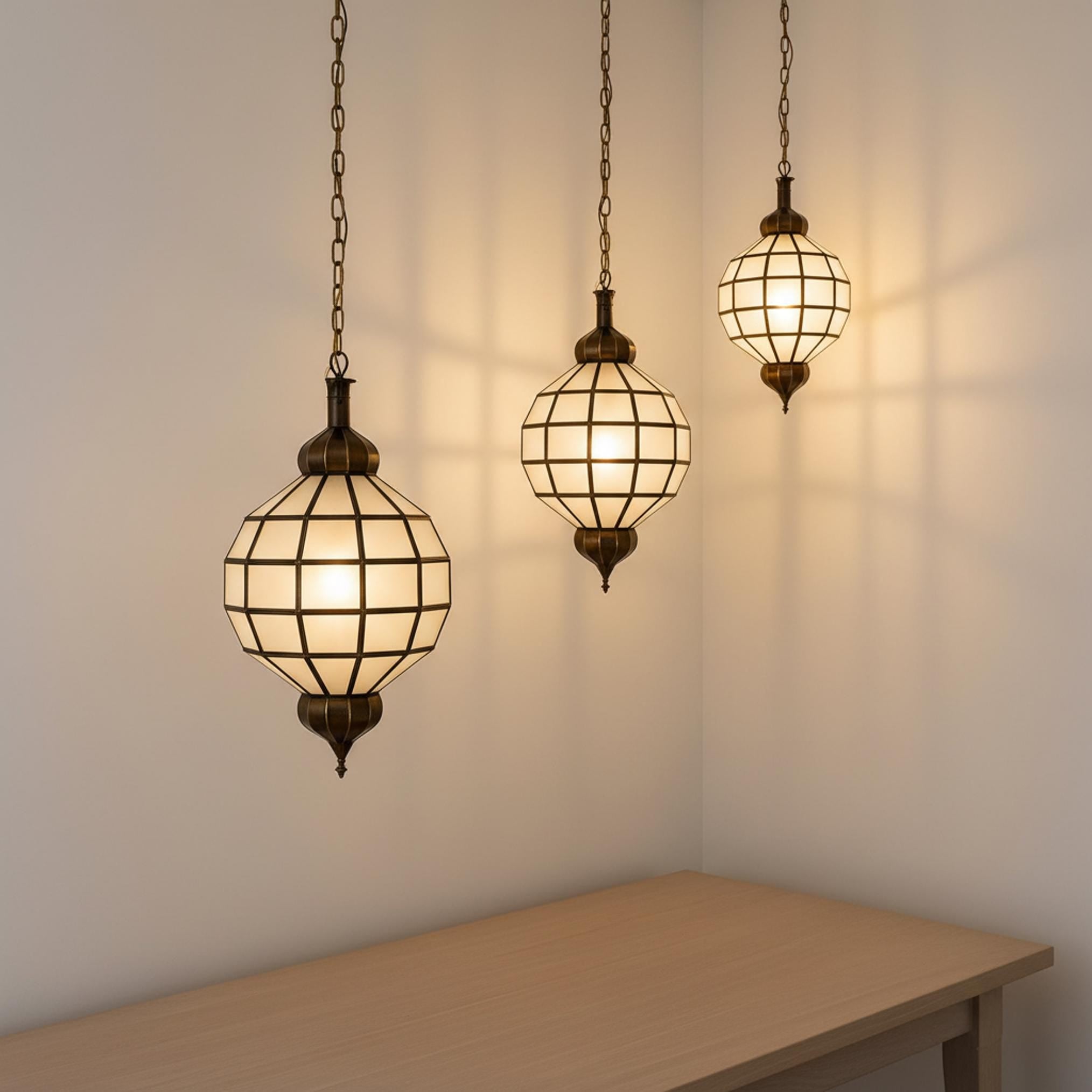 Geometric Pendant Light Hanging Lantern Chain Fixture
