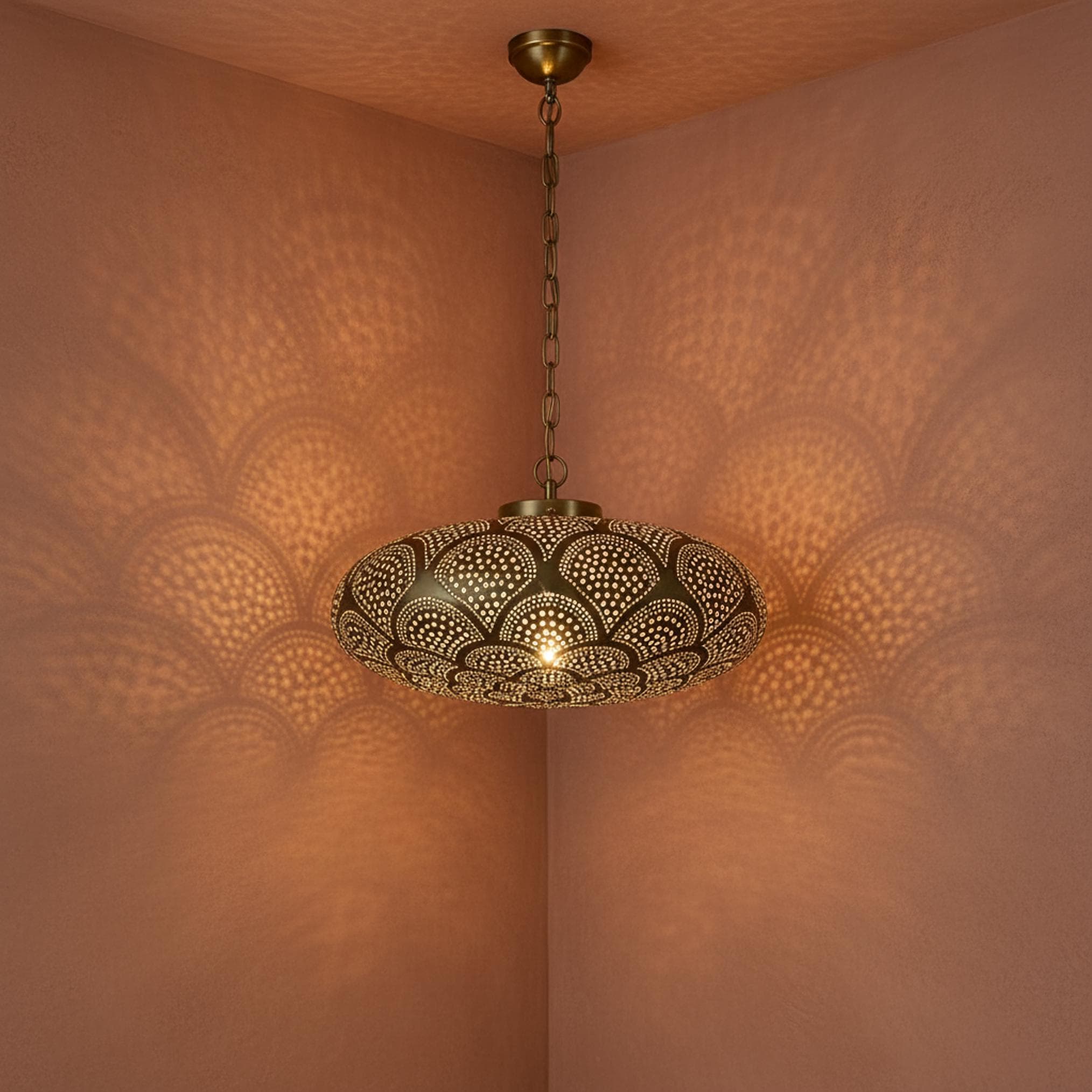 Moroccan Pendant Light Metal Hanging Dome Chain Ceiling Fixture