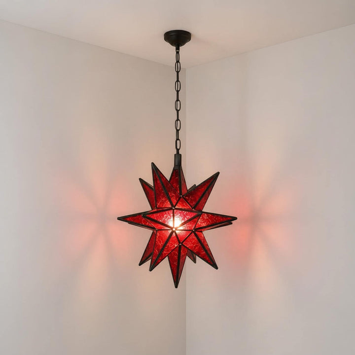 Moroccan Star Pendant Light | Handmade Stained