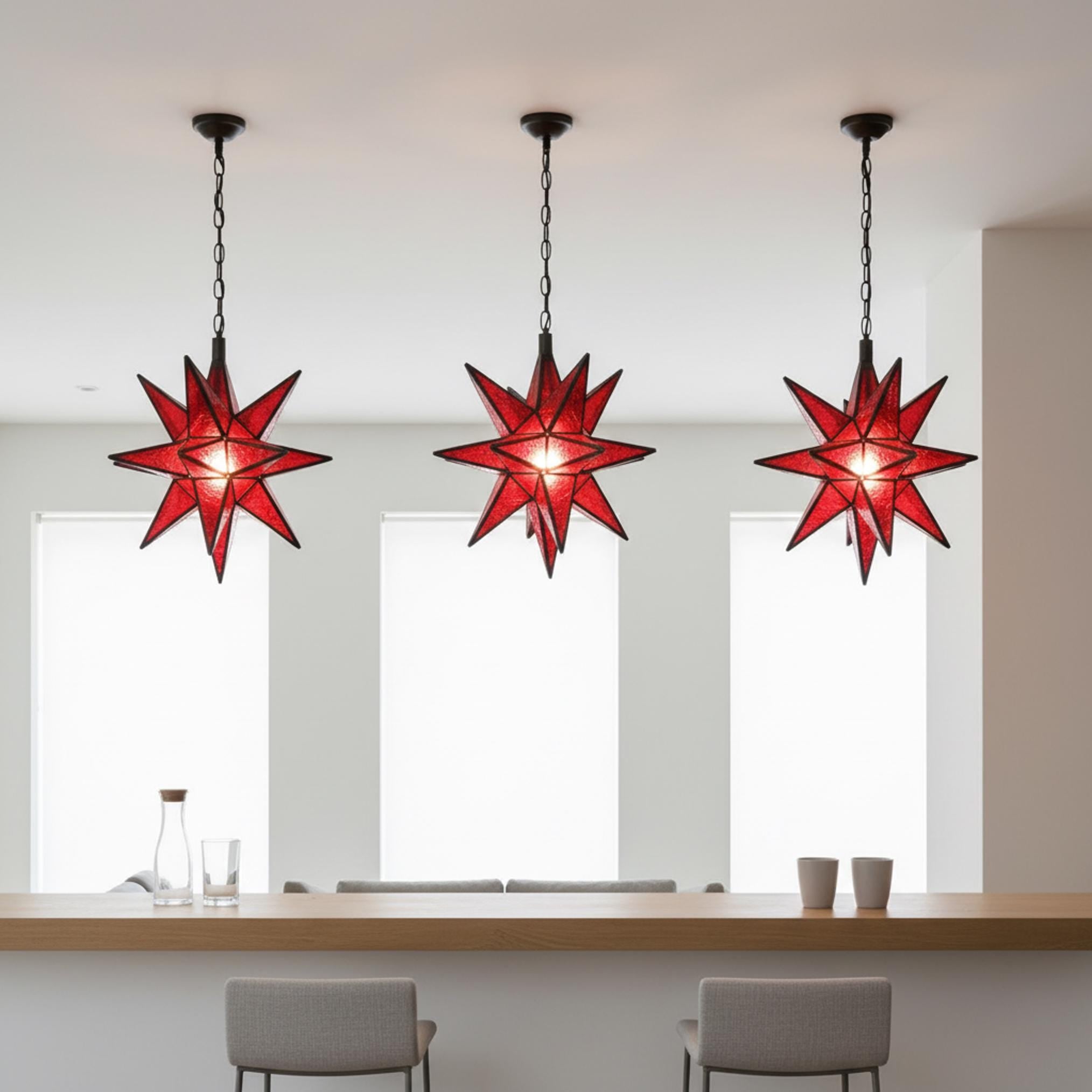 Moroccan Star Pendant Light | Handmade Stained