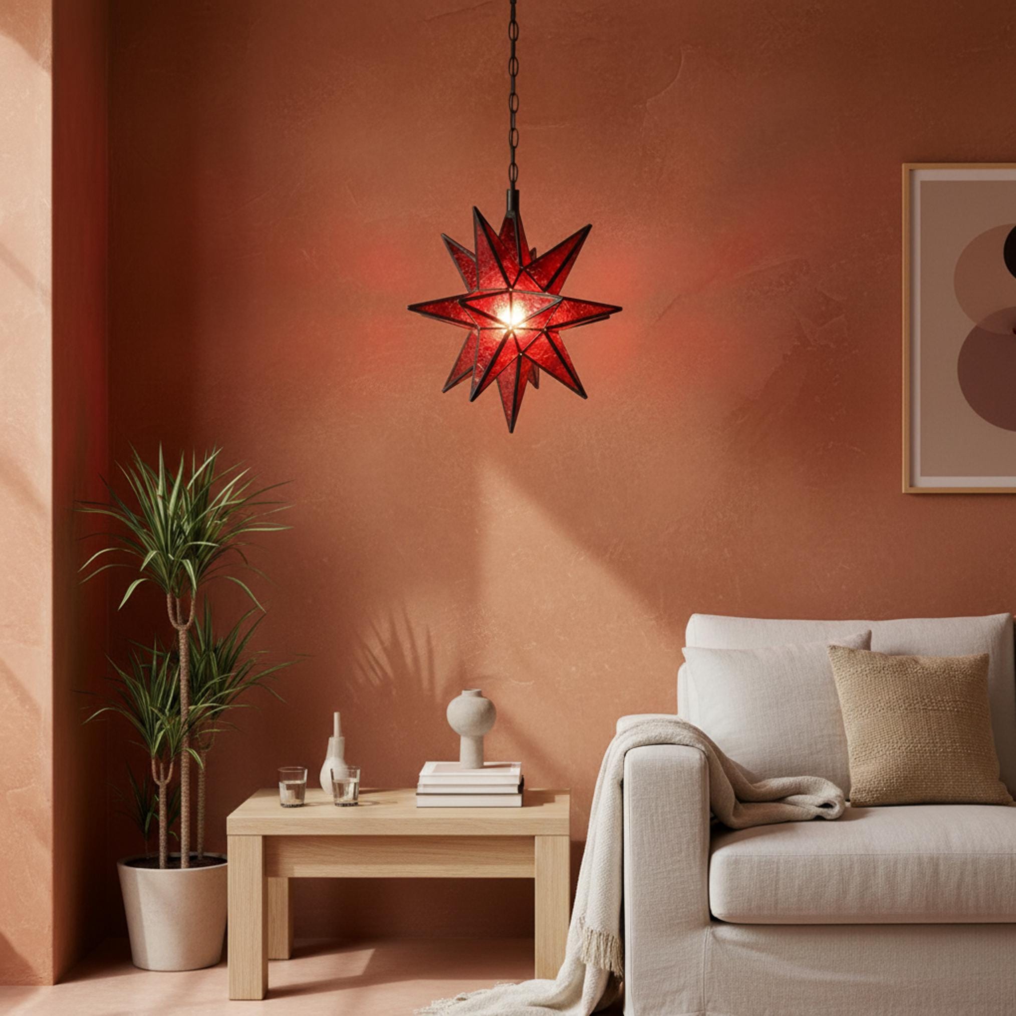 Moroccan Star Pendant Light | Handmade Stained