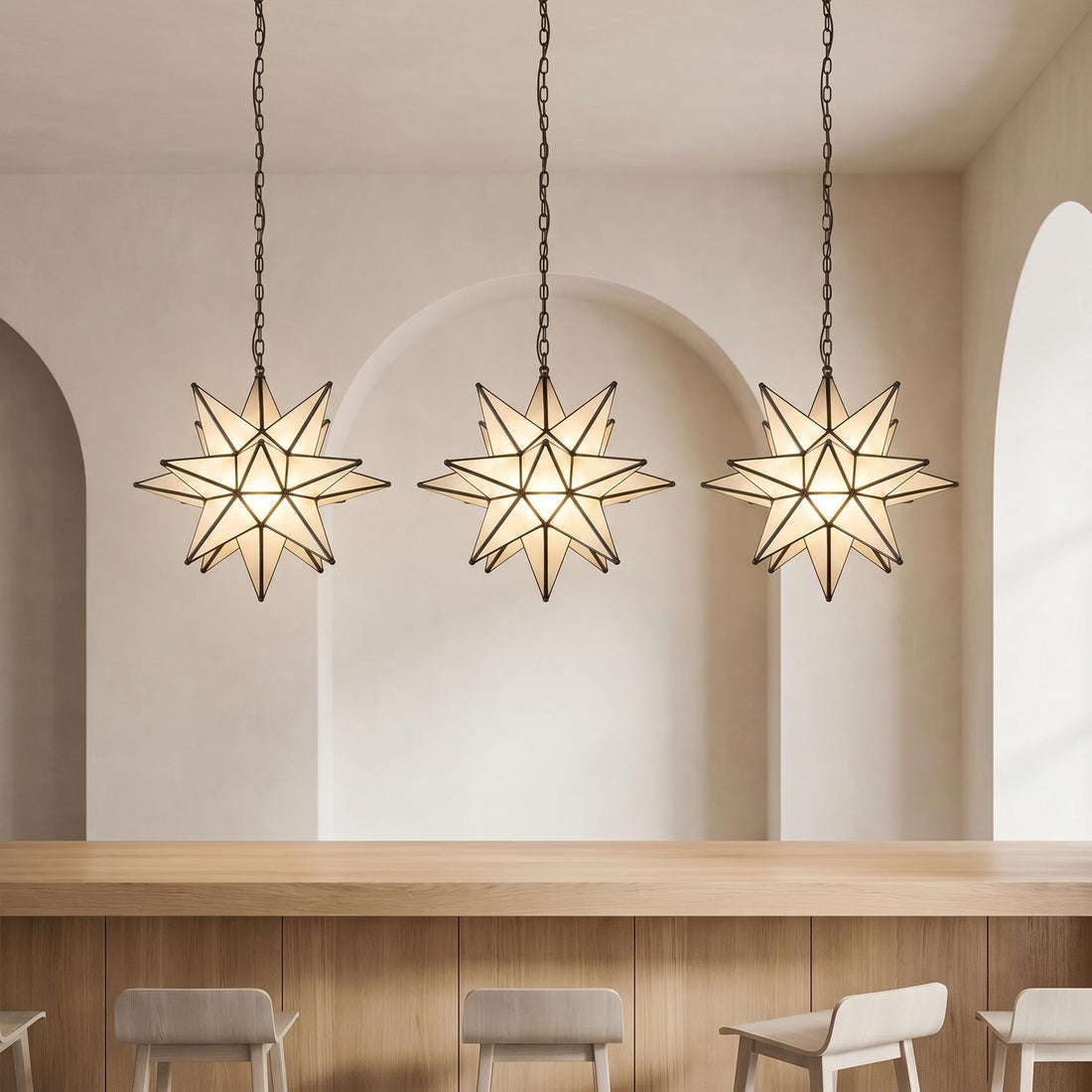 Star Pendant Light Geometric Hanging Ceiling Chain Fixture