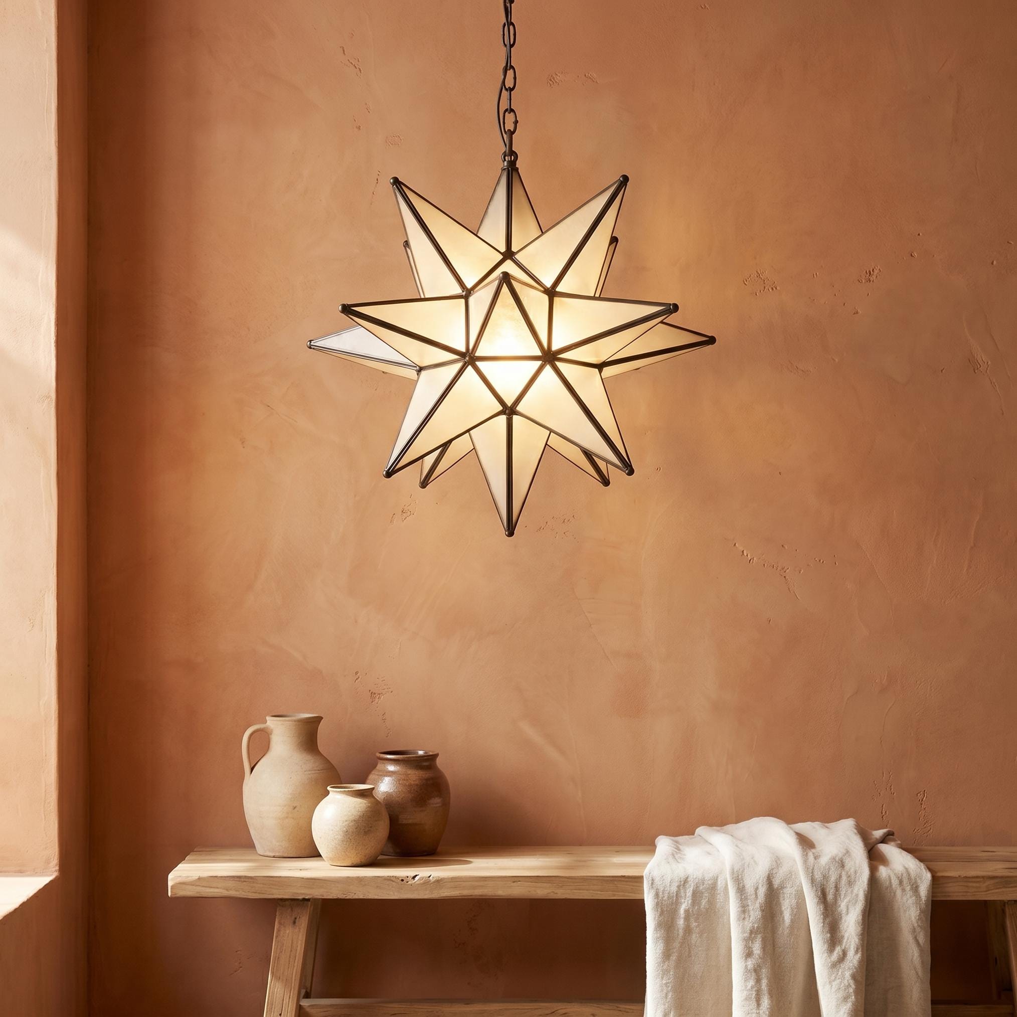 Star Pendant Light Geometric Hanging Ceiling Chain Fixture