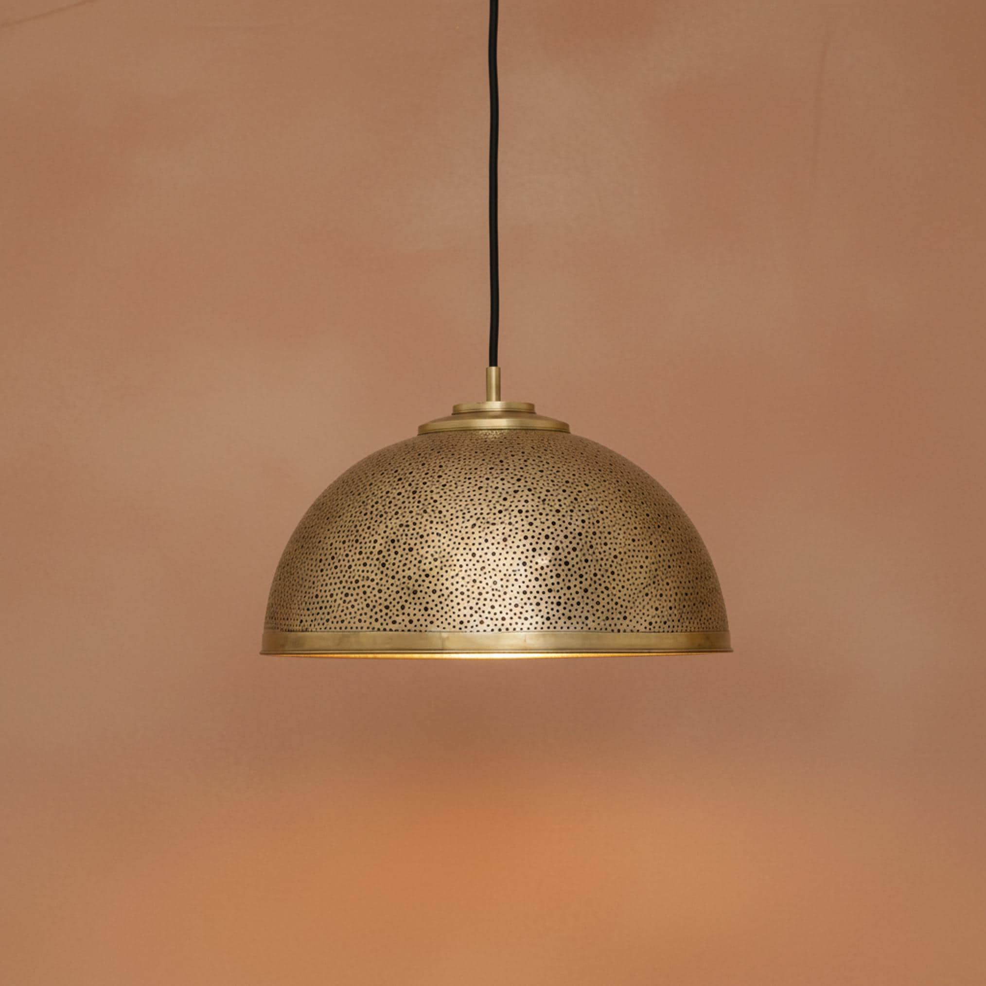 brass dome pendant light perforated metal hanging ceiling lamp