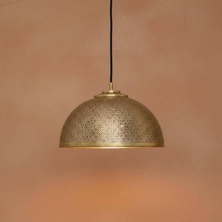 brass dome pendant light perforated metal hanging ceiling lamp