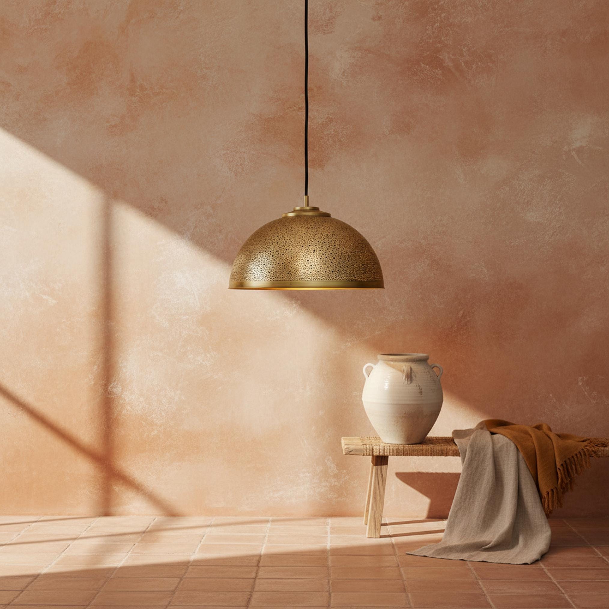 brass dome pendant light perforated metal hanging ceiling lamp