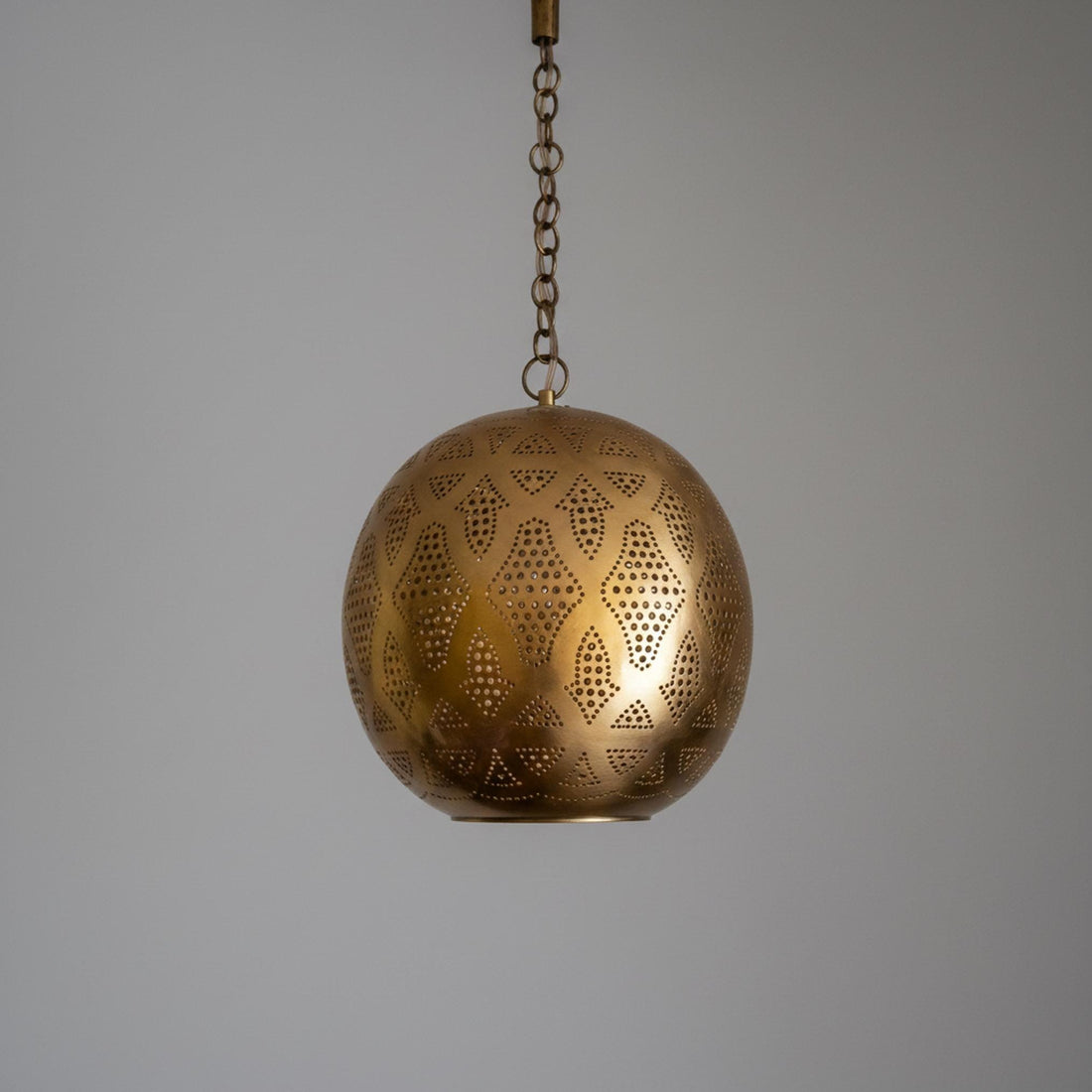 moroccan brass pendant light round perforated hanging chain lamp