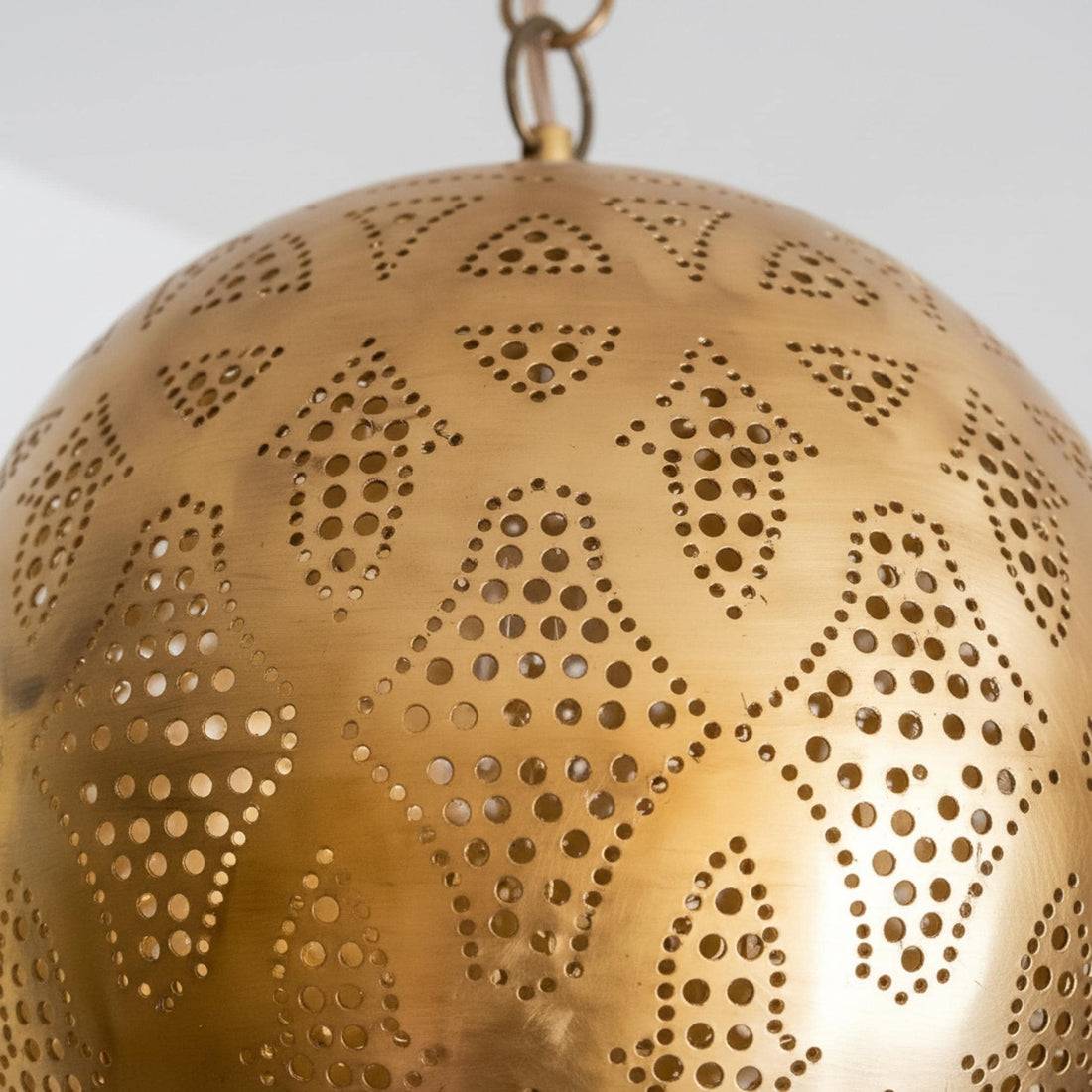 moroccan brass pendant light round perforated hanging chain lamp