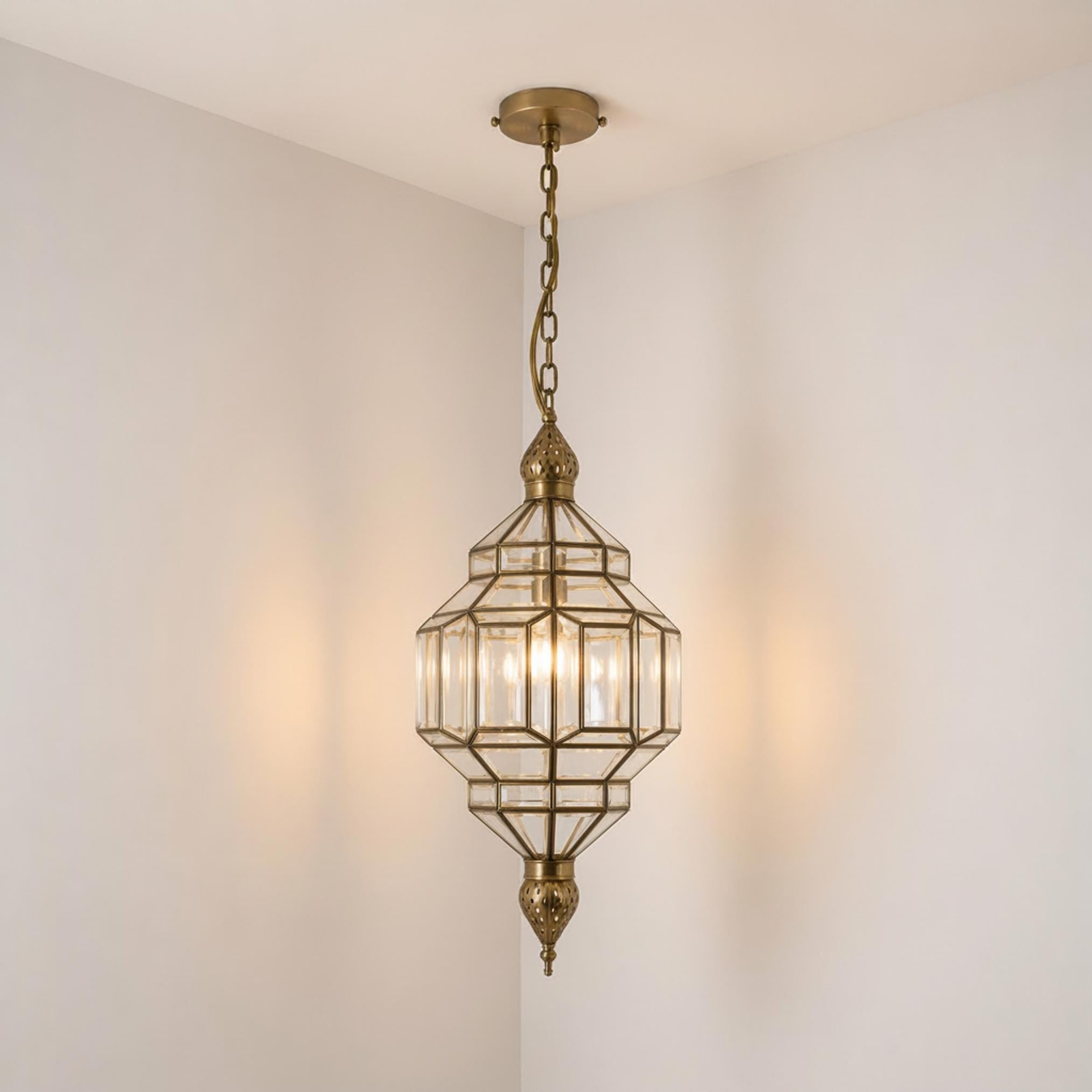 Moroccan Pendant Light - Brass Honeycomb Ceiling Fixture