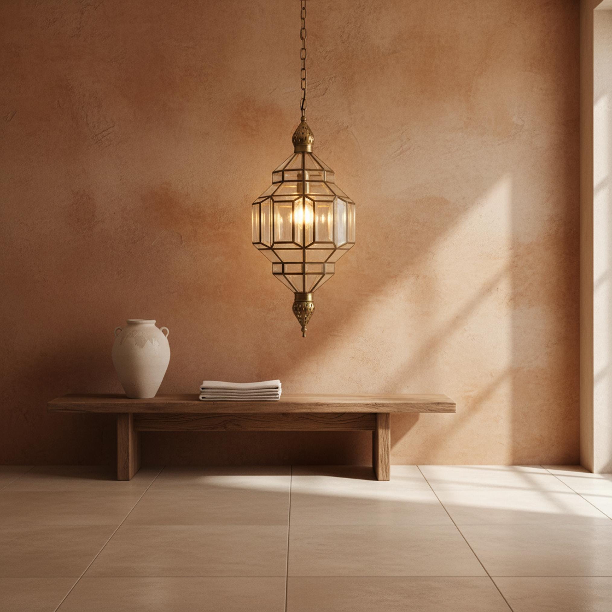 Moroccan Pendant Light - Brass Honeycomb Ceiling Fixture