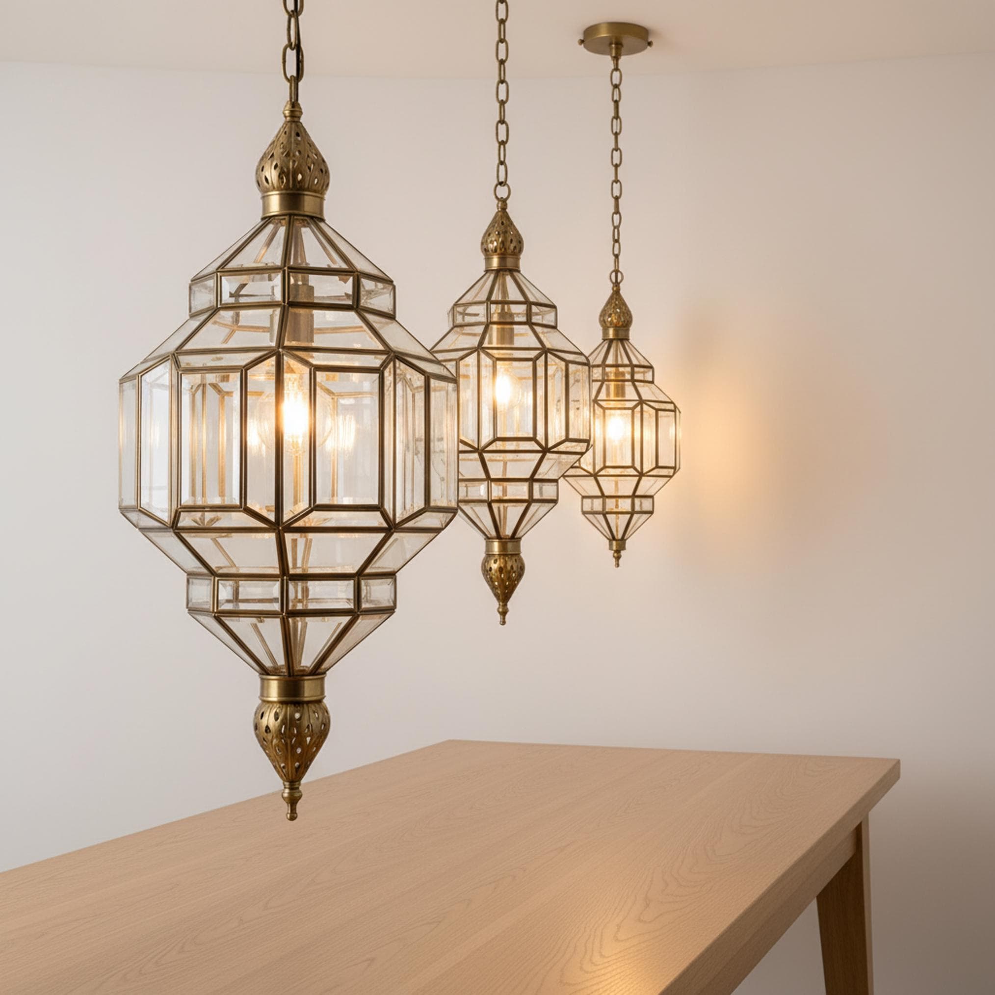 Moroccan Pendant Light - Brass Honeycomb Ceiling Fixture