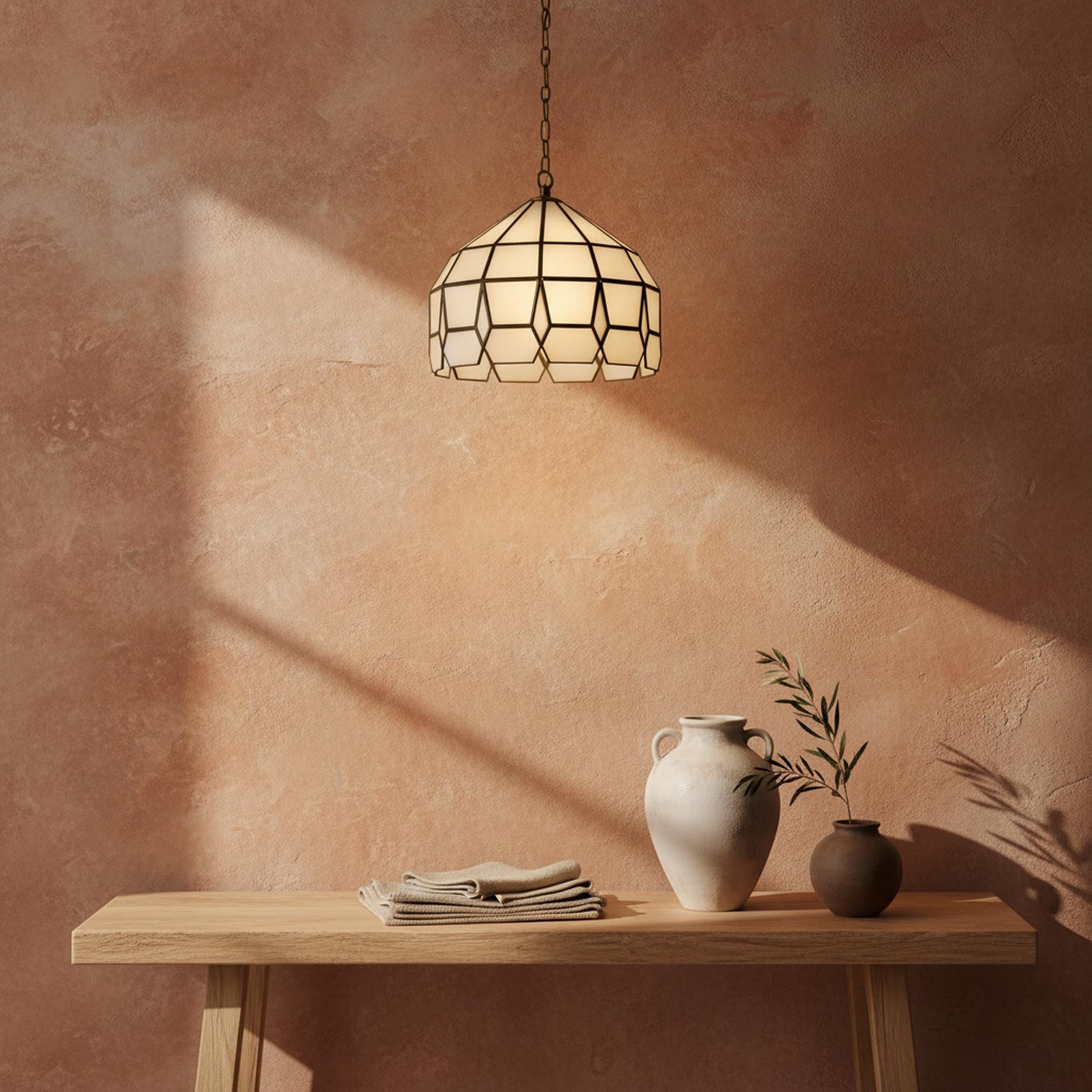 Pendant ceiling light geometric glass shade hanging fixture