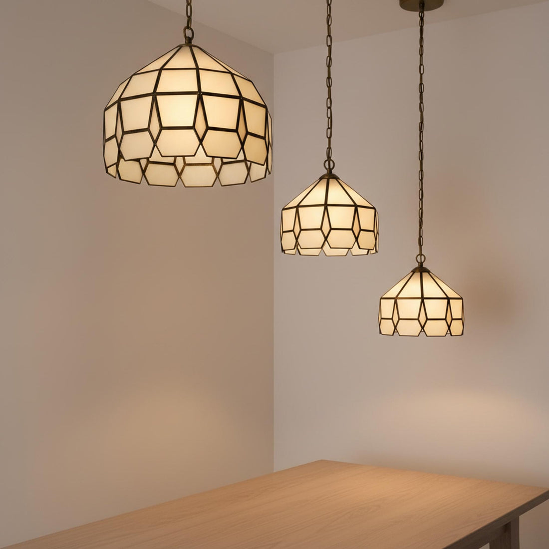 Pendant ceiling light geometric glass shade hanging fixture
