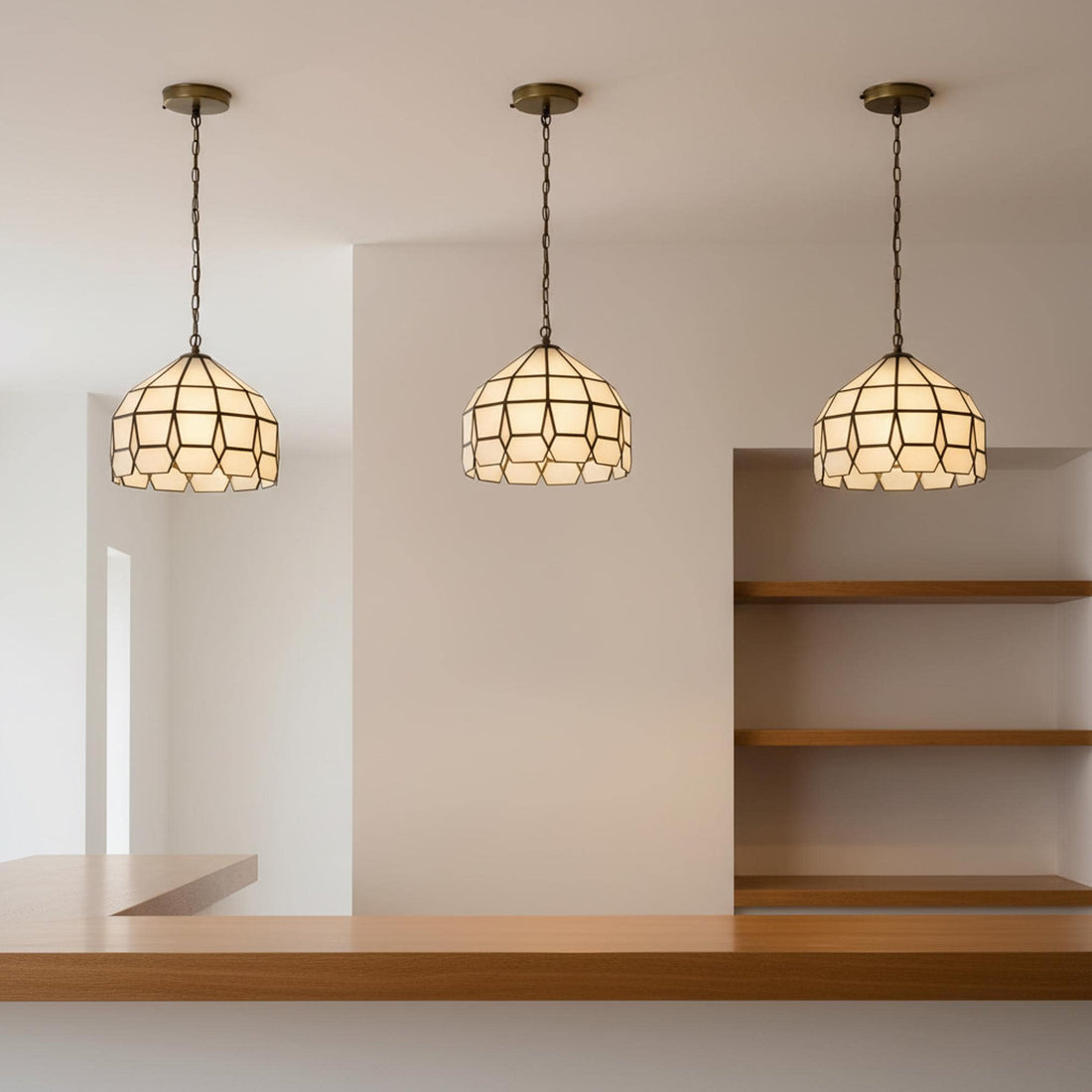 Pendant ceiling light geometric glass shade hanging fixture