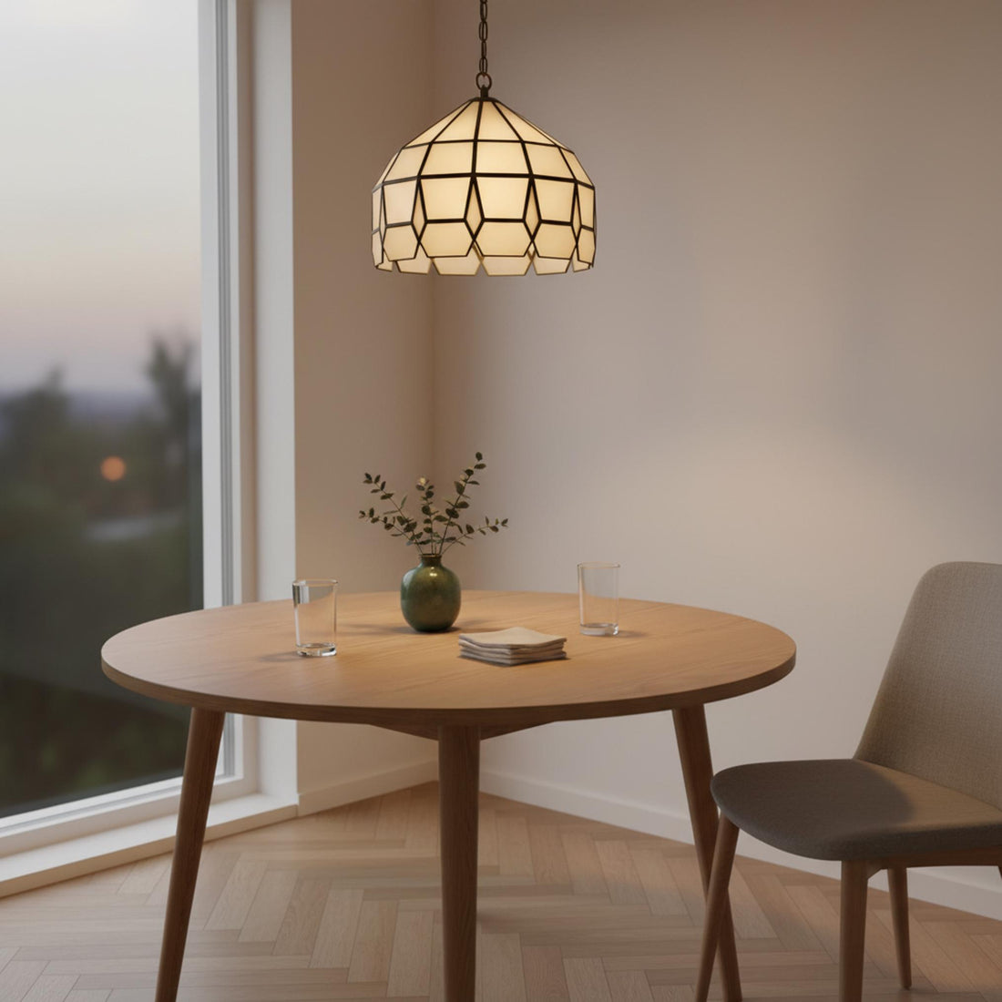Pendant ceiling light geometric glass shade hanging fixture