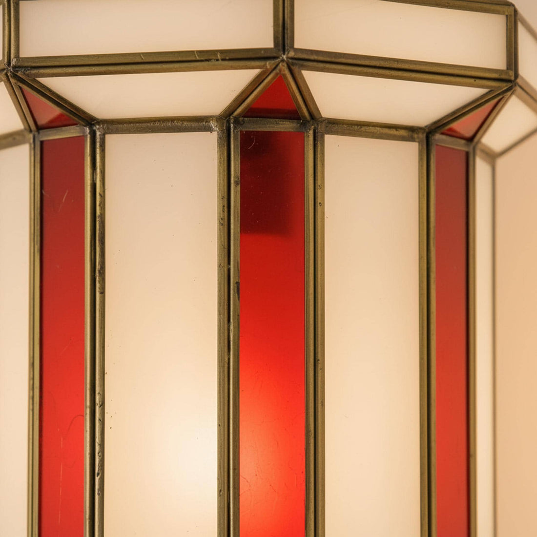 Moroccan pendant light red glass panel hanging ceiling lantern fixture