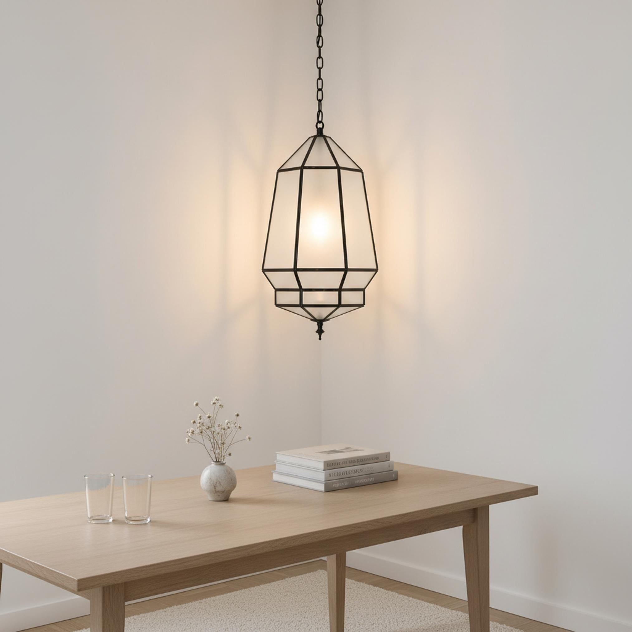 Handmade Moroccan Brass Pendant Light, Geometric Lampshade