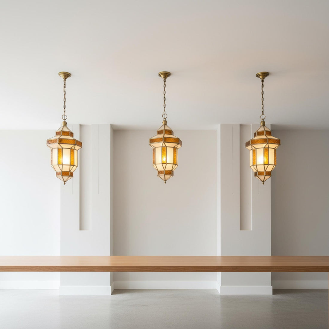 Moroccan lantern pendant amber glass hanging ceiling light fixture