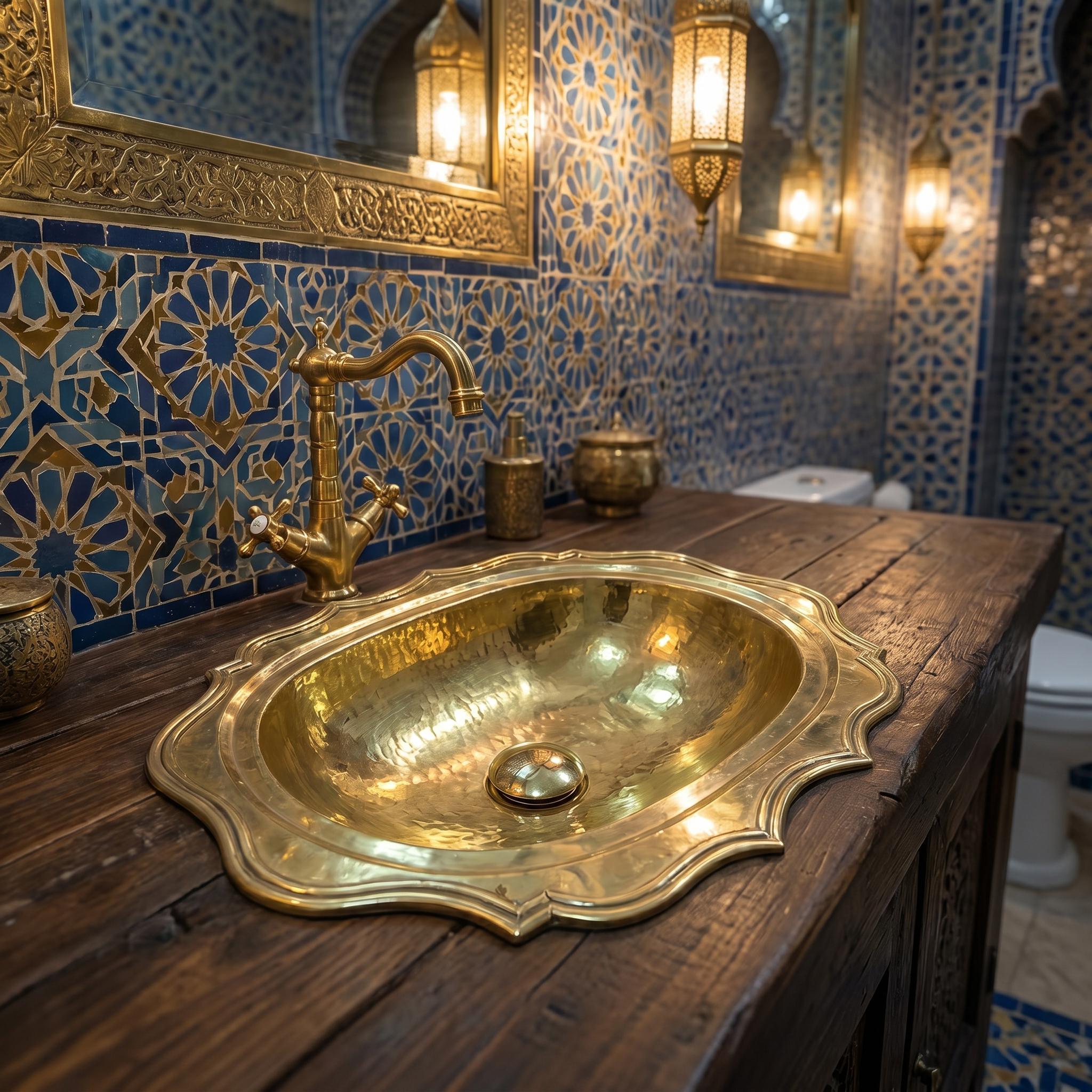Gold Brass Bathroom Sink – Oval Scalloped Hammered Basin