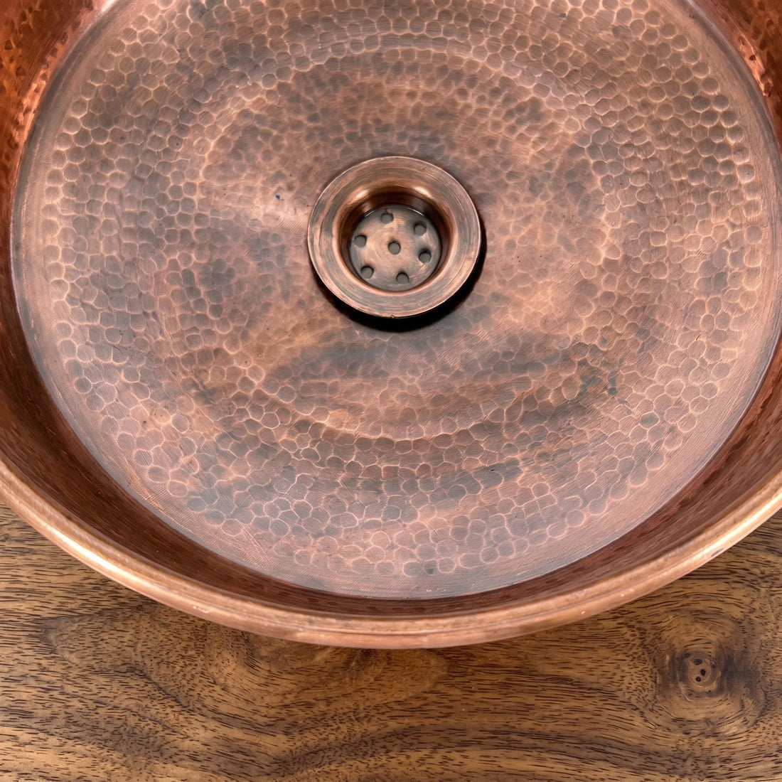 Copper Vessel Sink Hammered Antique Patina Round Countertop Basin