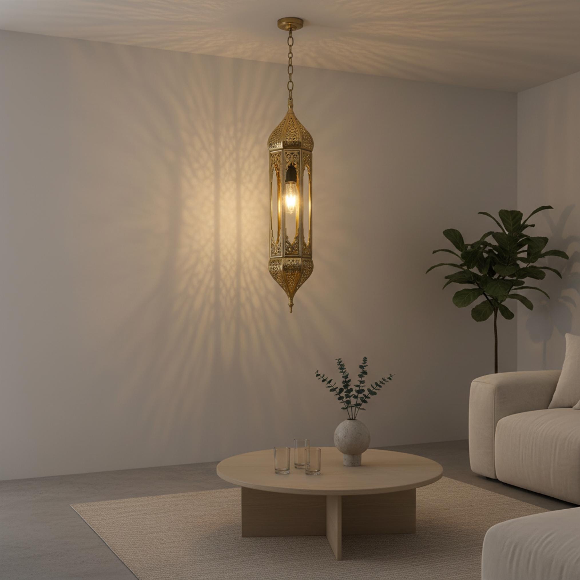 Moroccan Pendant Light Metal Hanging Lantern Chain Ceiling Fixture