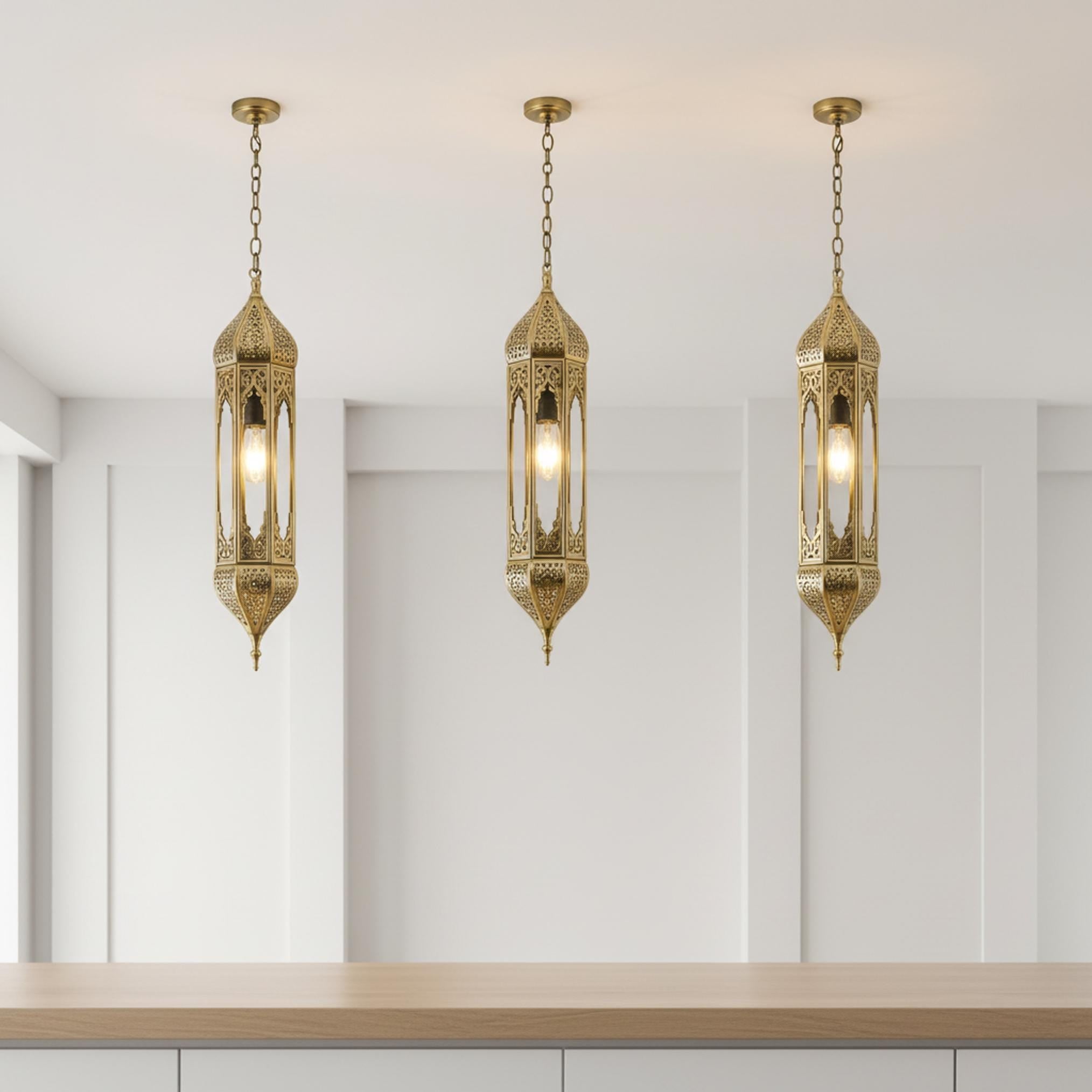 Moroccan Pendant Light Metal Hanging Lantern Chain Ceiling Fixture