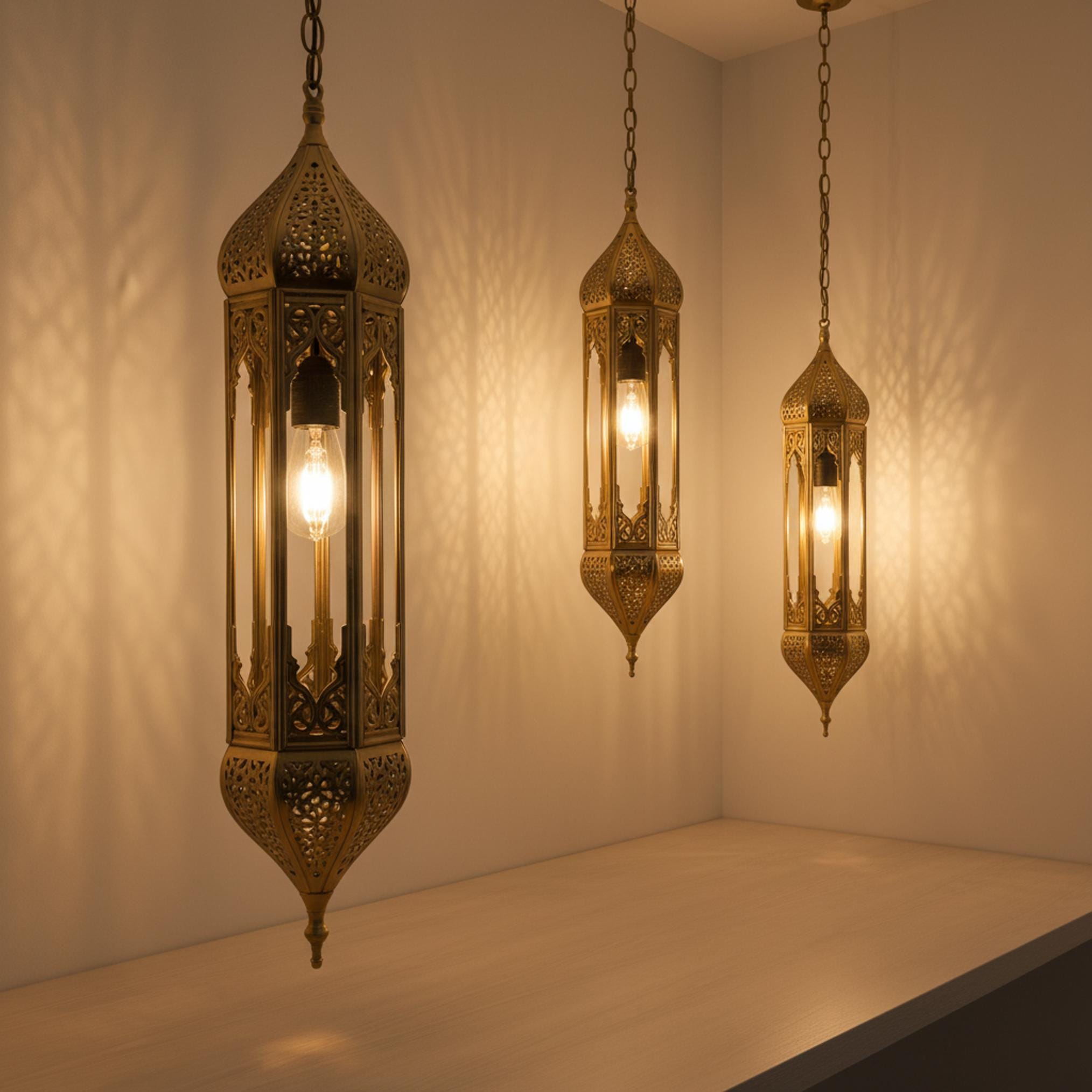 Moroccan Pendant Light Metal Hanging Lantern Chain Ceiling Fixture