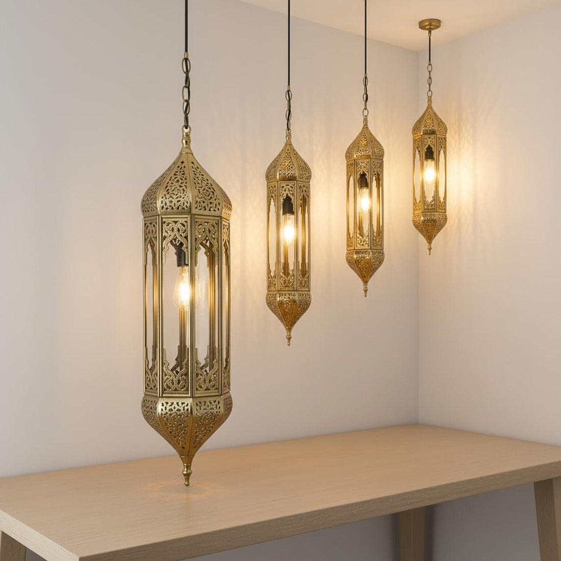 Moroccan Pendant Light Metal Hanging Lantern Chain Ceiling Fixture