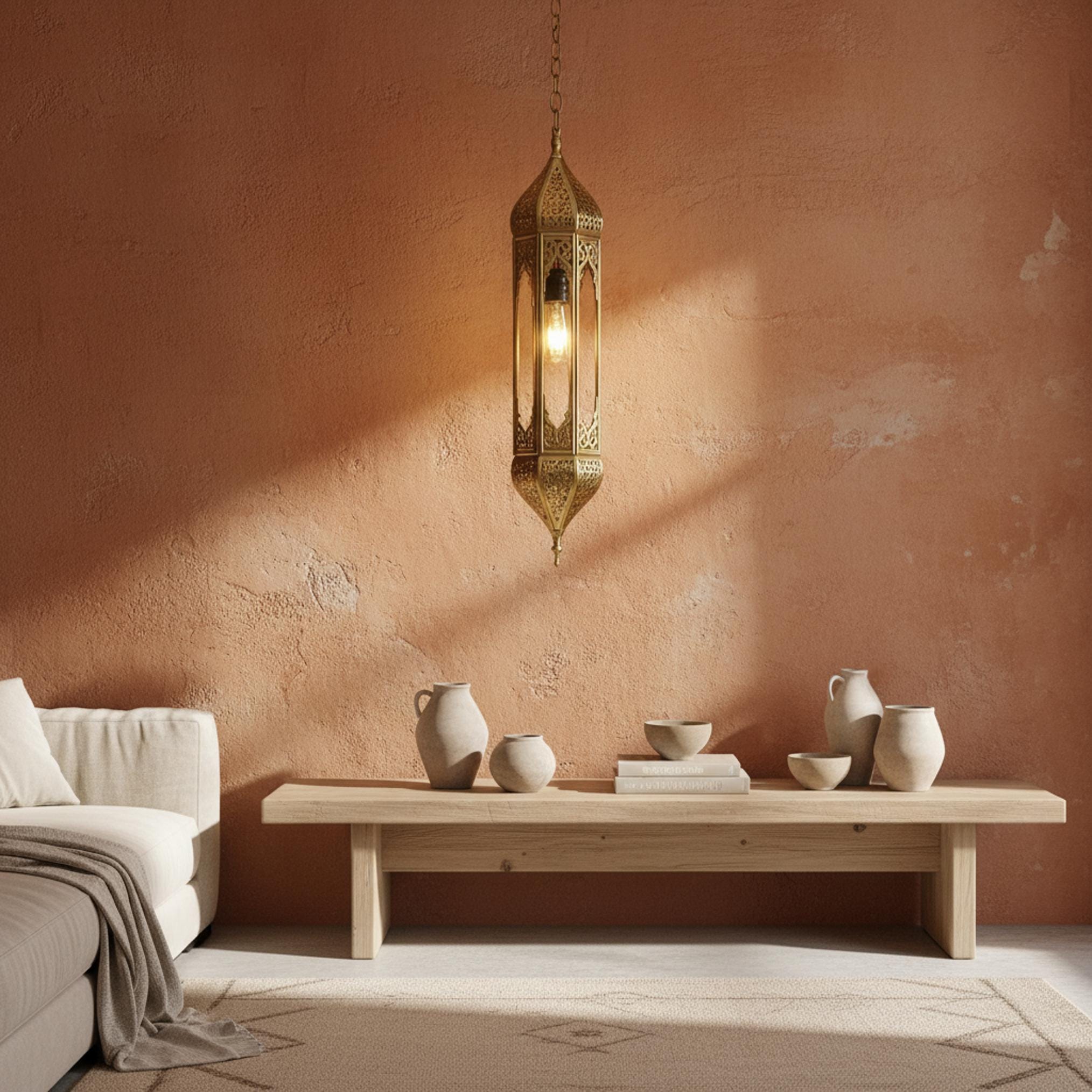 Moroccan Pendant Light Metal Hanging Lantern Chain Ceiling Fixture