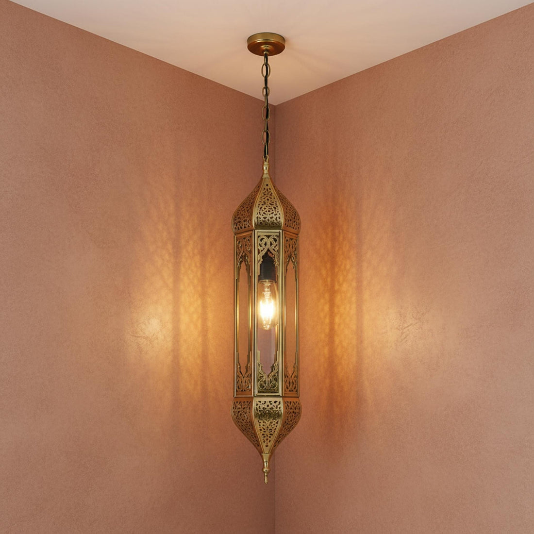 Moroccan Pendant Light Metal Hanging Lantern Chain Ceiling Fixture
