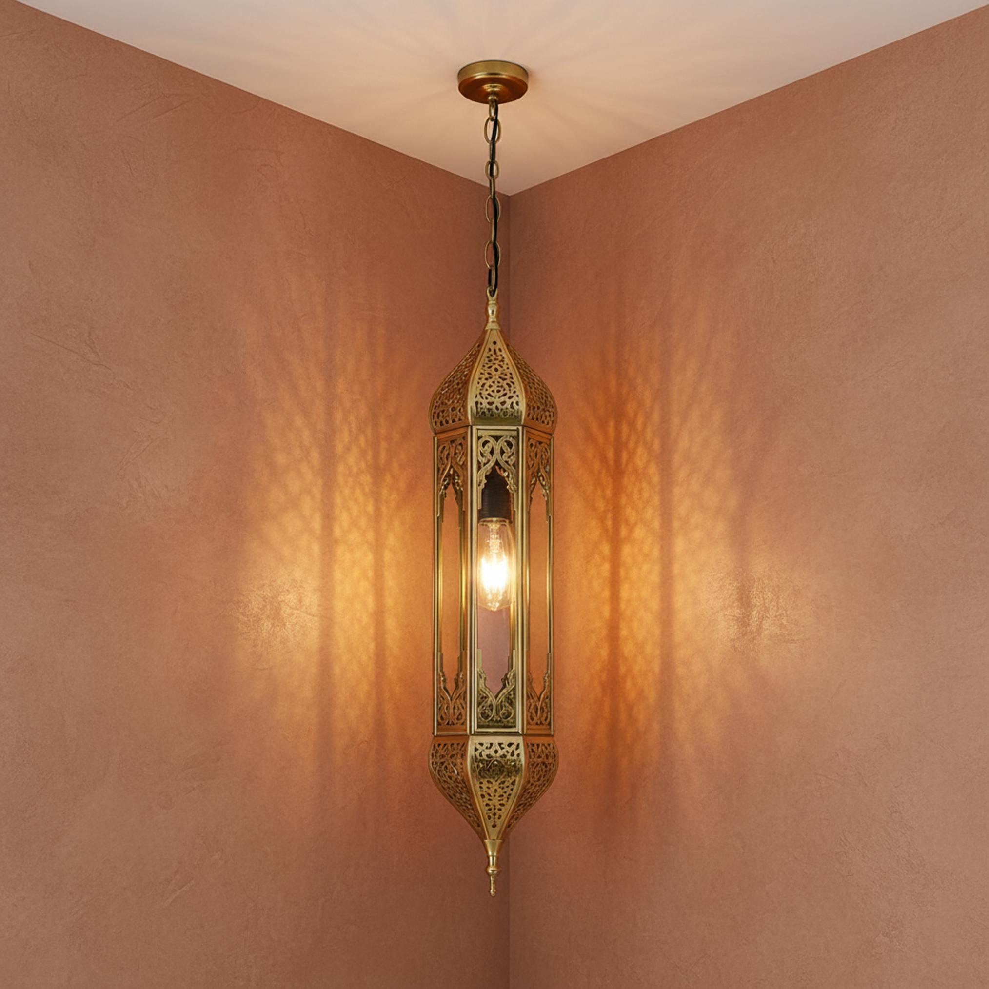 Moroccan Pendant Light Metal Hanging Lantern Chain Ceiling Fixture