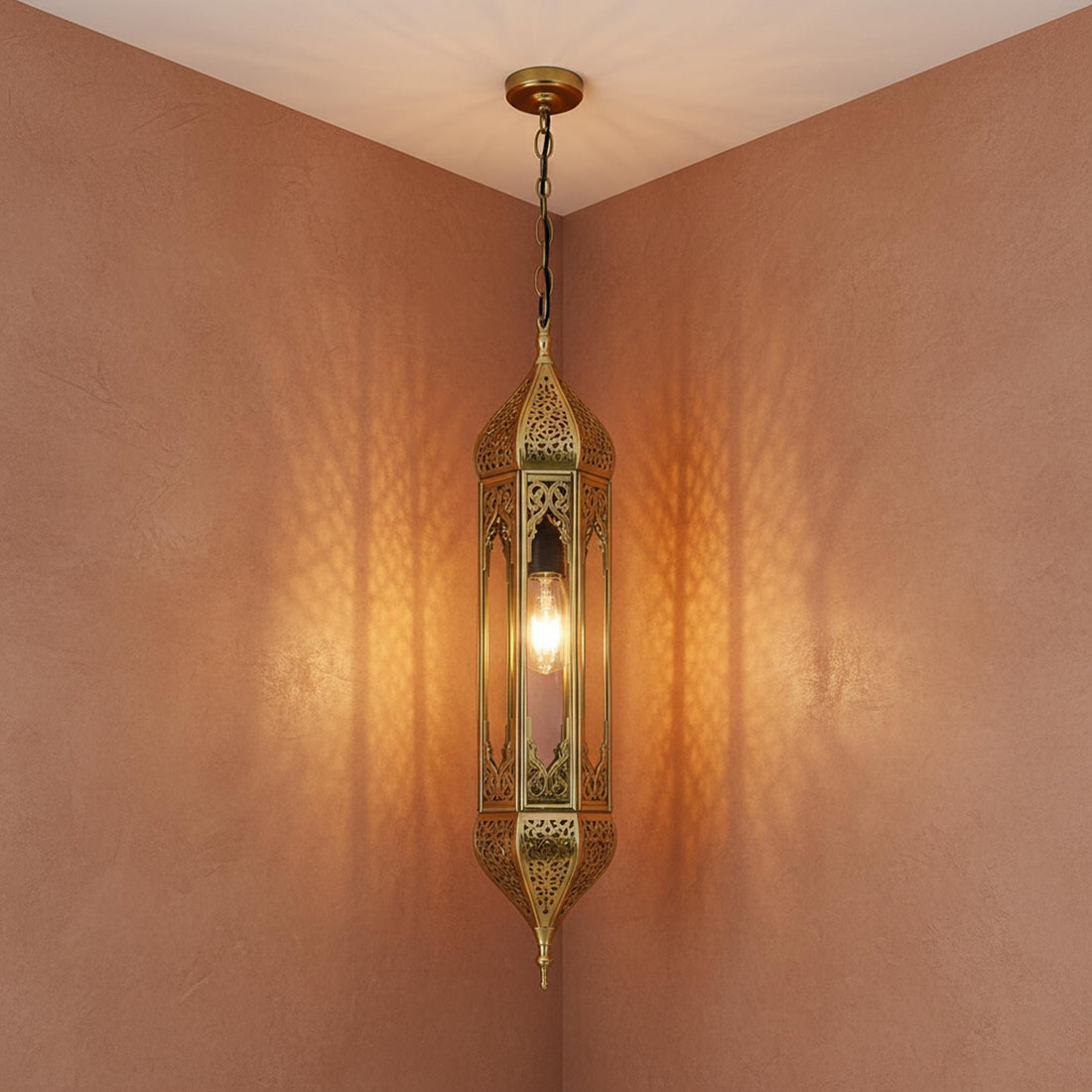Moroccan Pendant Light Metal Hanging Lantern Chain Ceiling Fixture