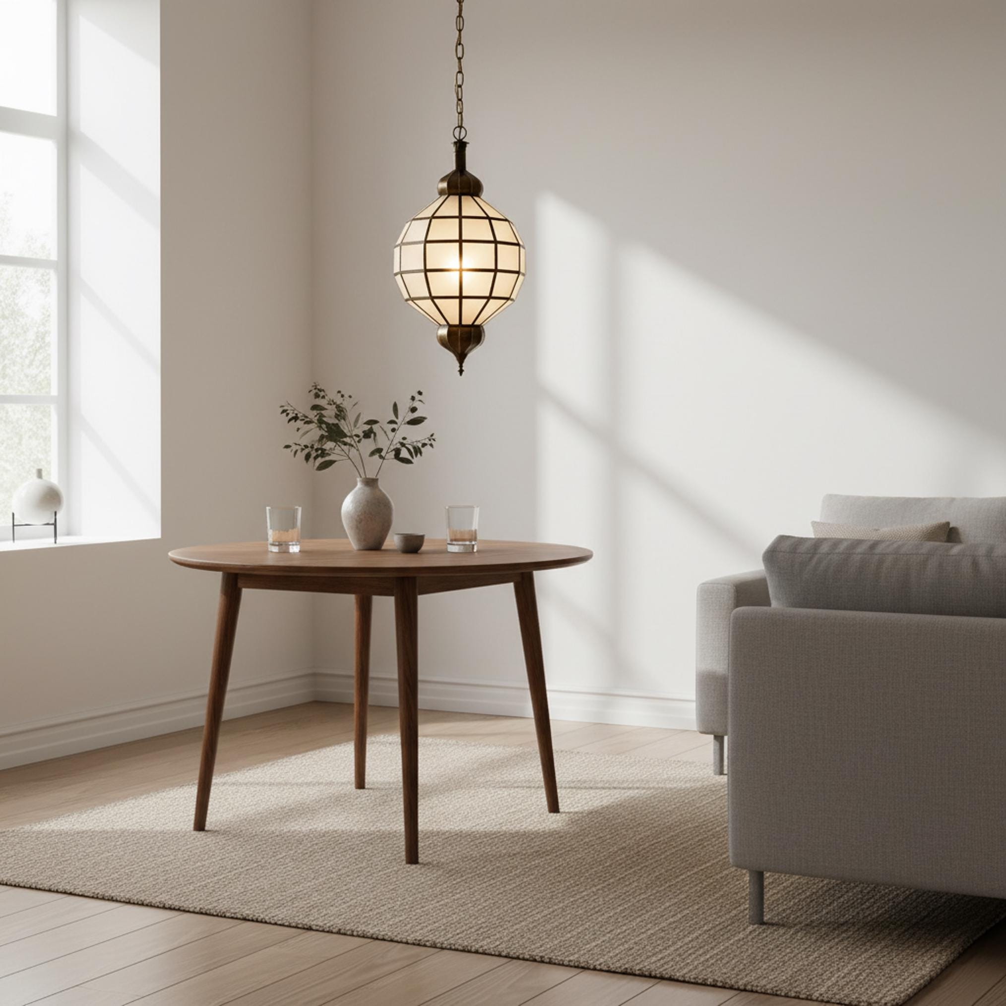 Geometric Pendant Light Hanging Lantern Chain Fixture