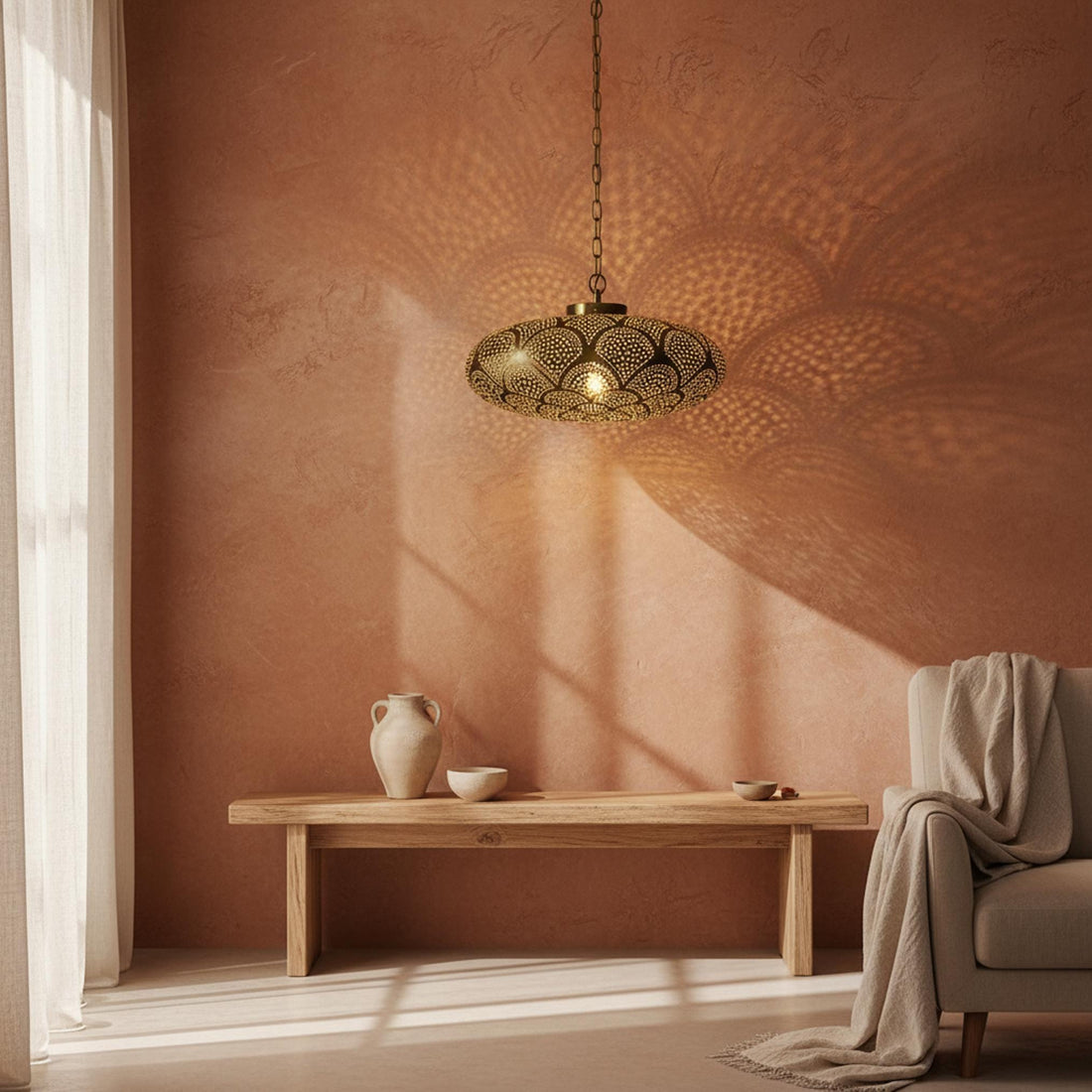 Moroccan Pendant Light Metal Hanging Dome Chain Ceiling Fixture