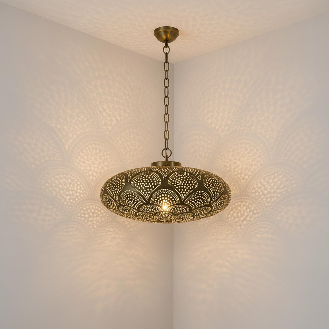 Moroccan Pendant Light Metal Hanging Dome Chain Ceiling Fixture