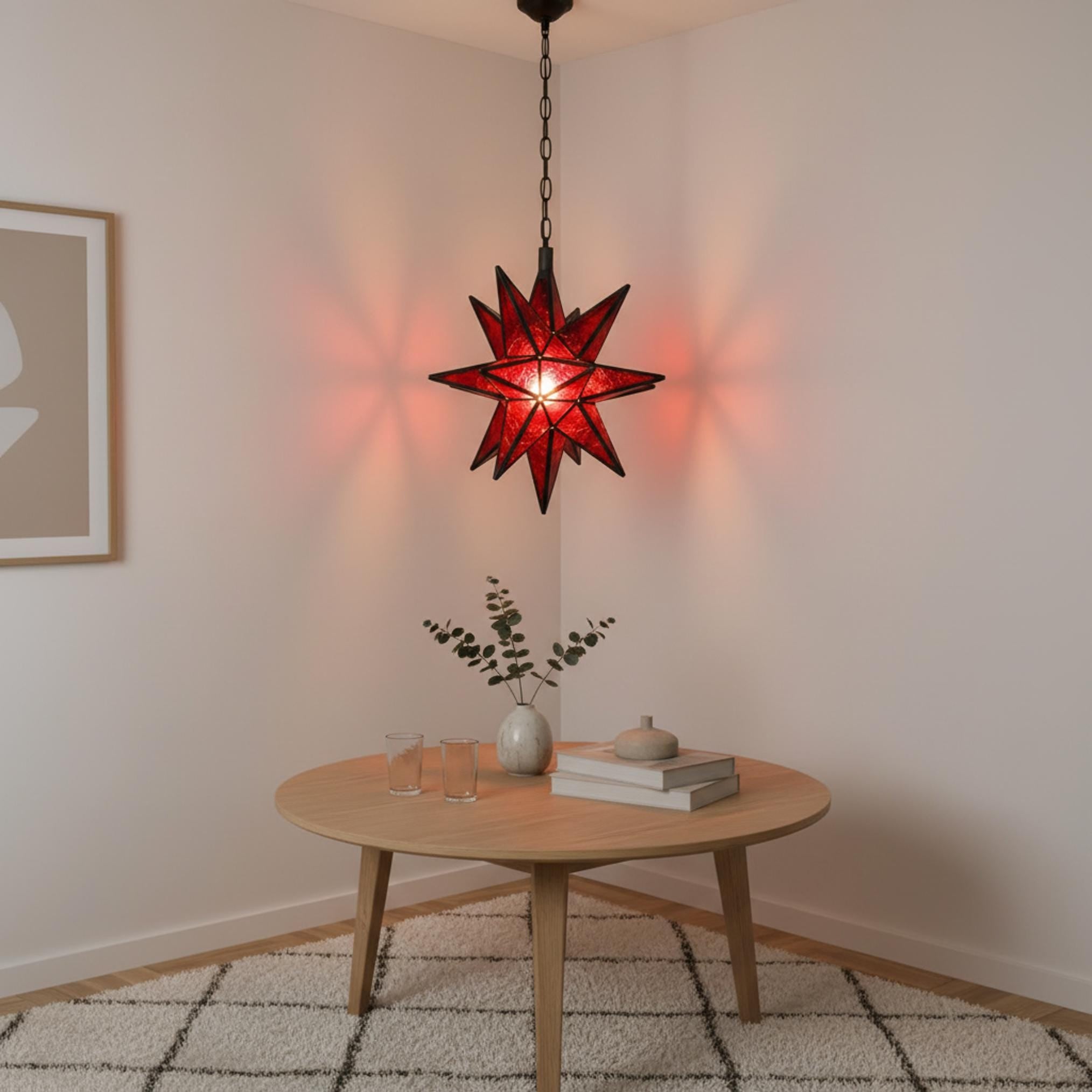 Moroccan Star Pendant Light | Handmade Stained