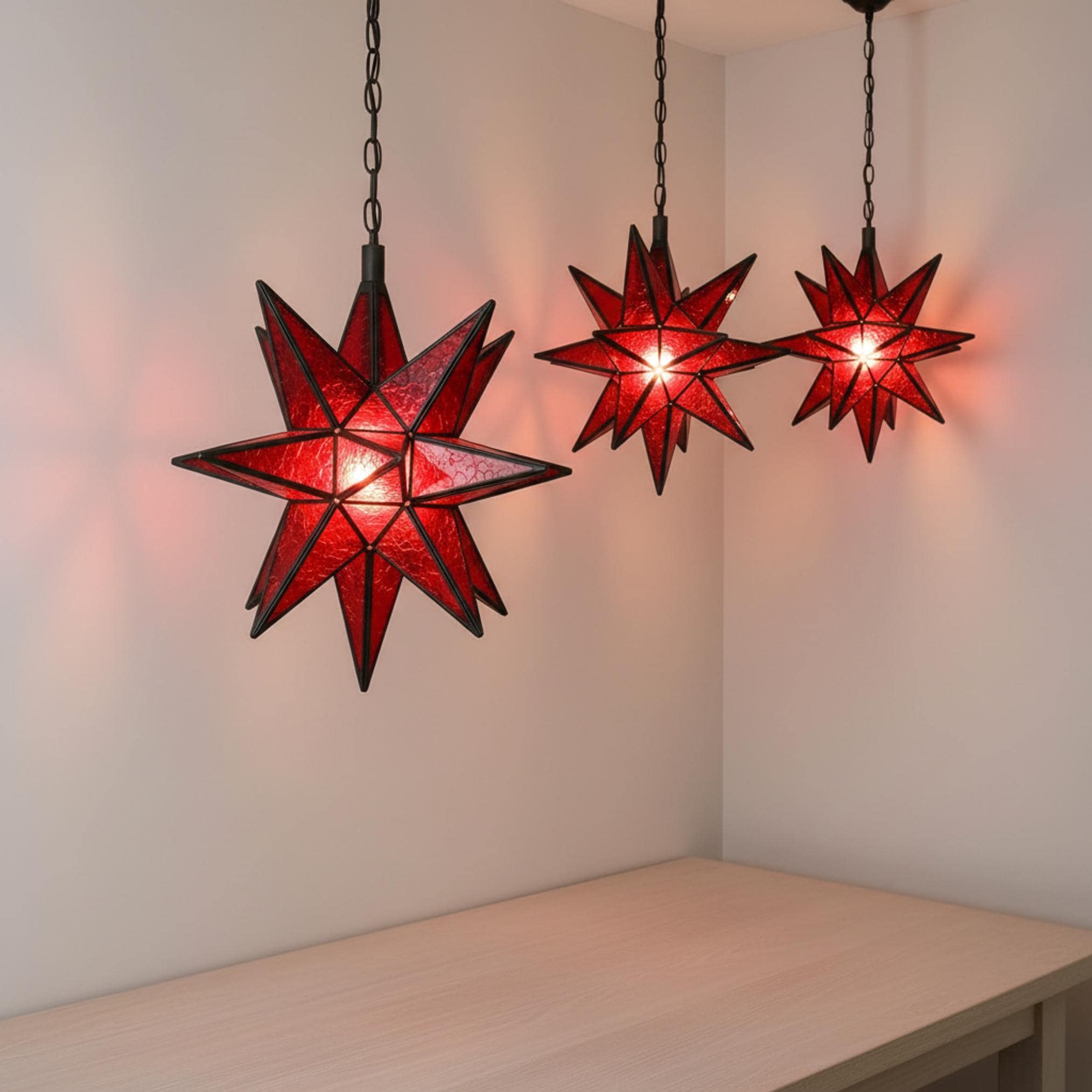 Moroccan Star Pendant Light | Handmade Stained