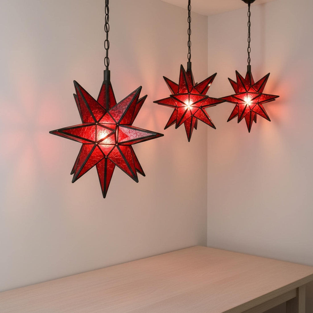 Moroccan Star Pendant Light | Handmade Stained