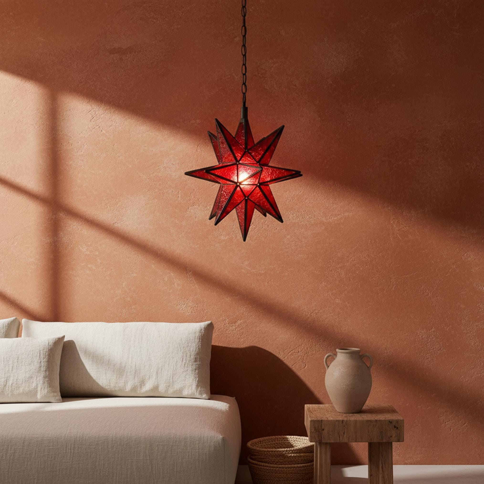 Moroccan Star Pendant Light | Handmade Stained