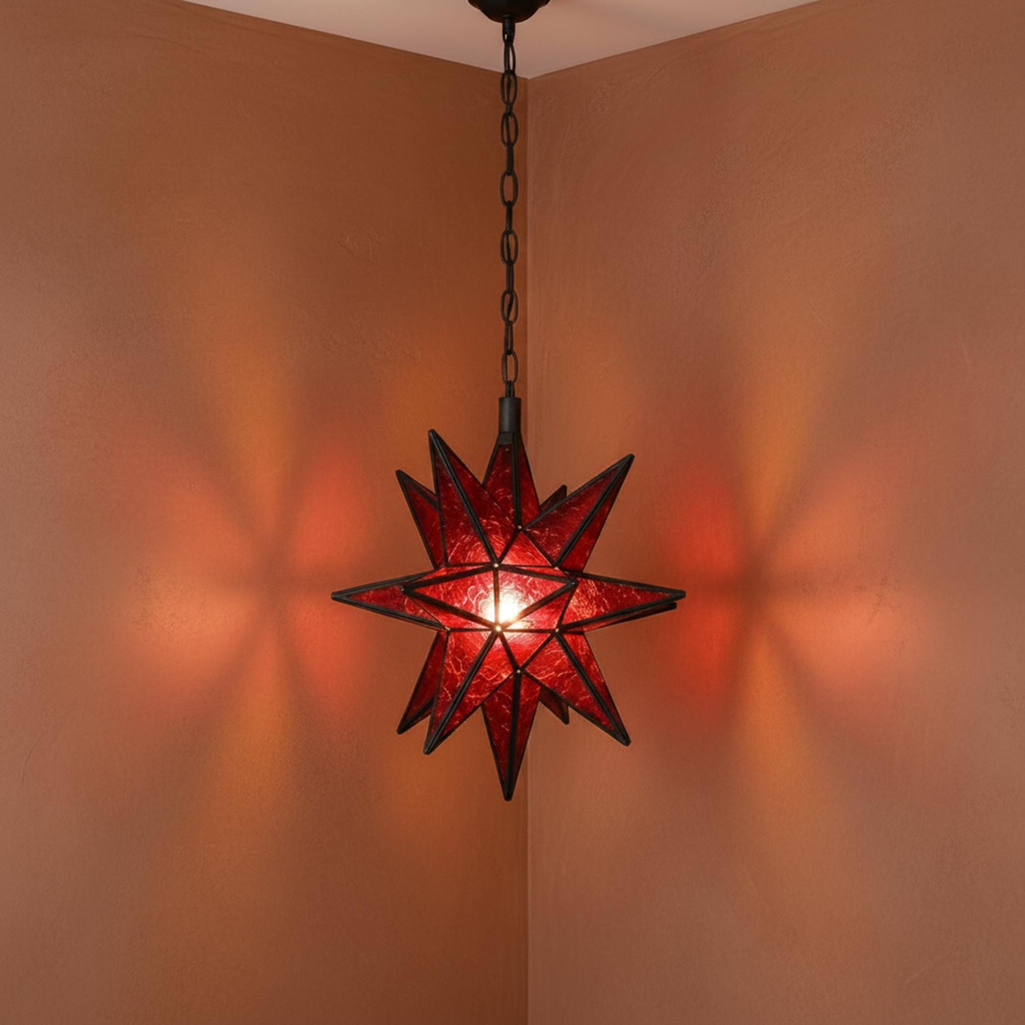 Moroccan Star Pendant Light | Handmade Stained