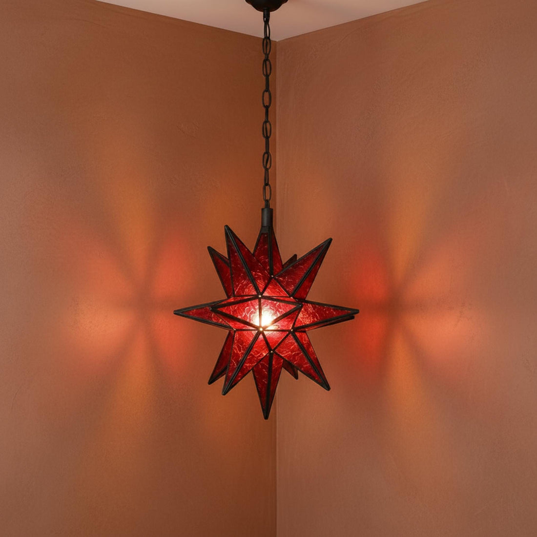 Moroccan Star Pendant Light | Handmade Stained