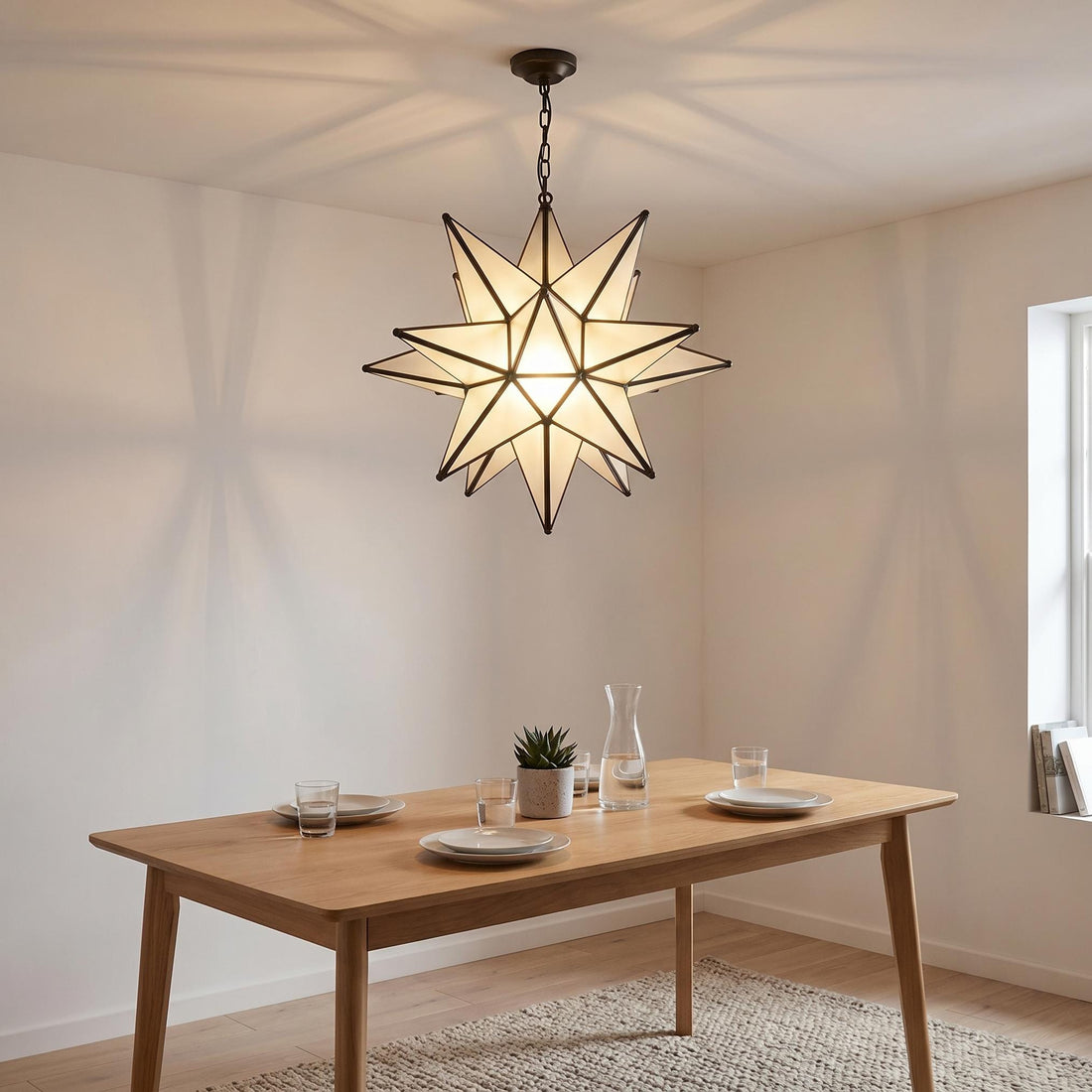 Star Pendant Light Geometric Hanging Ceiling Chain Fixture