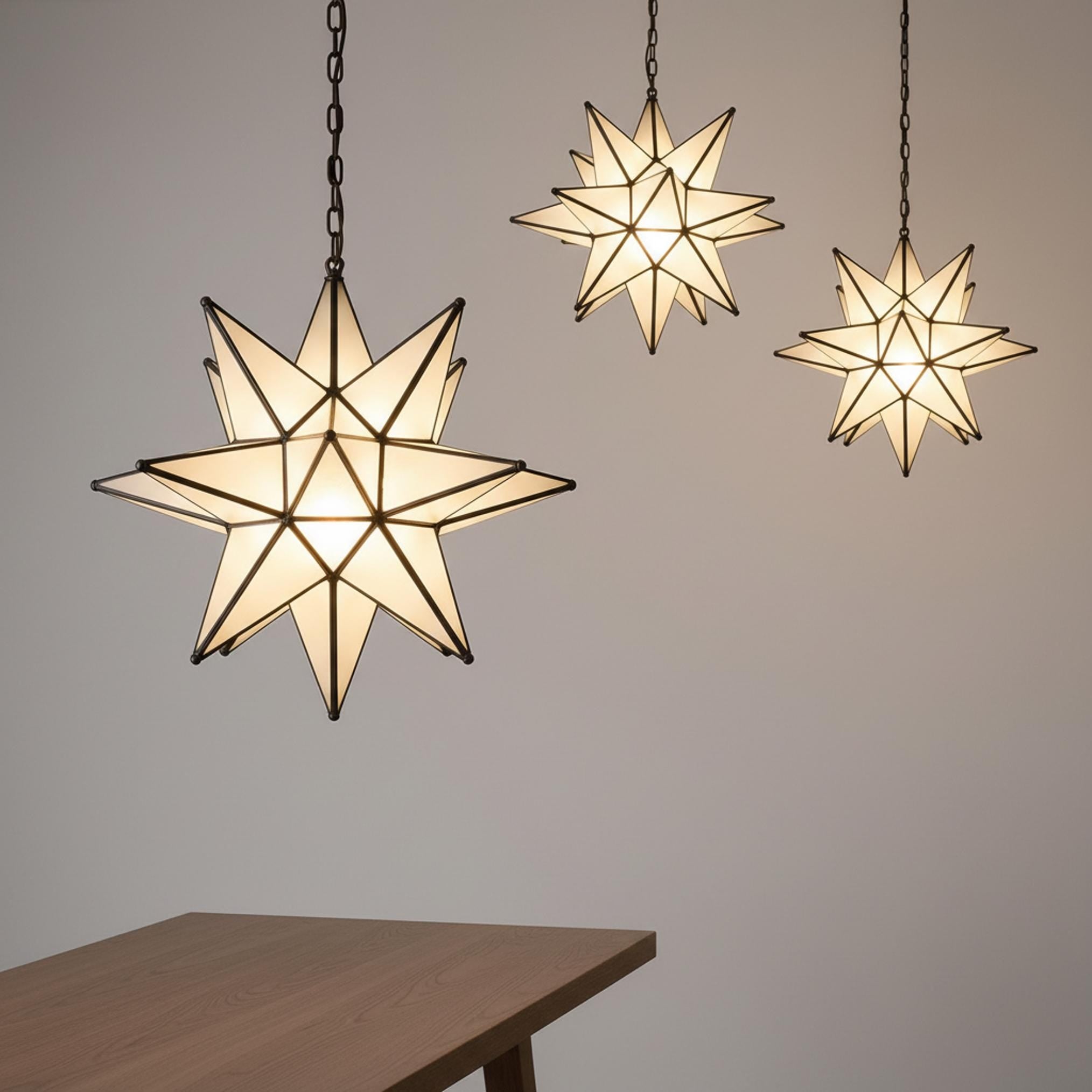 Star Pendant Light Geometric Hanging Ceiling Chain Fixture