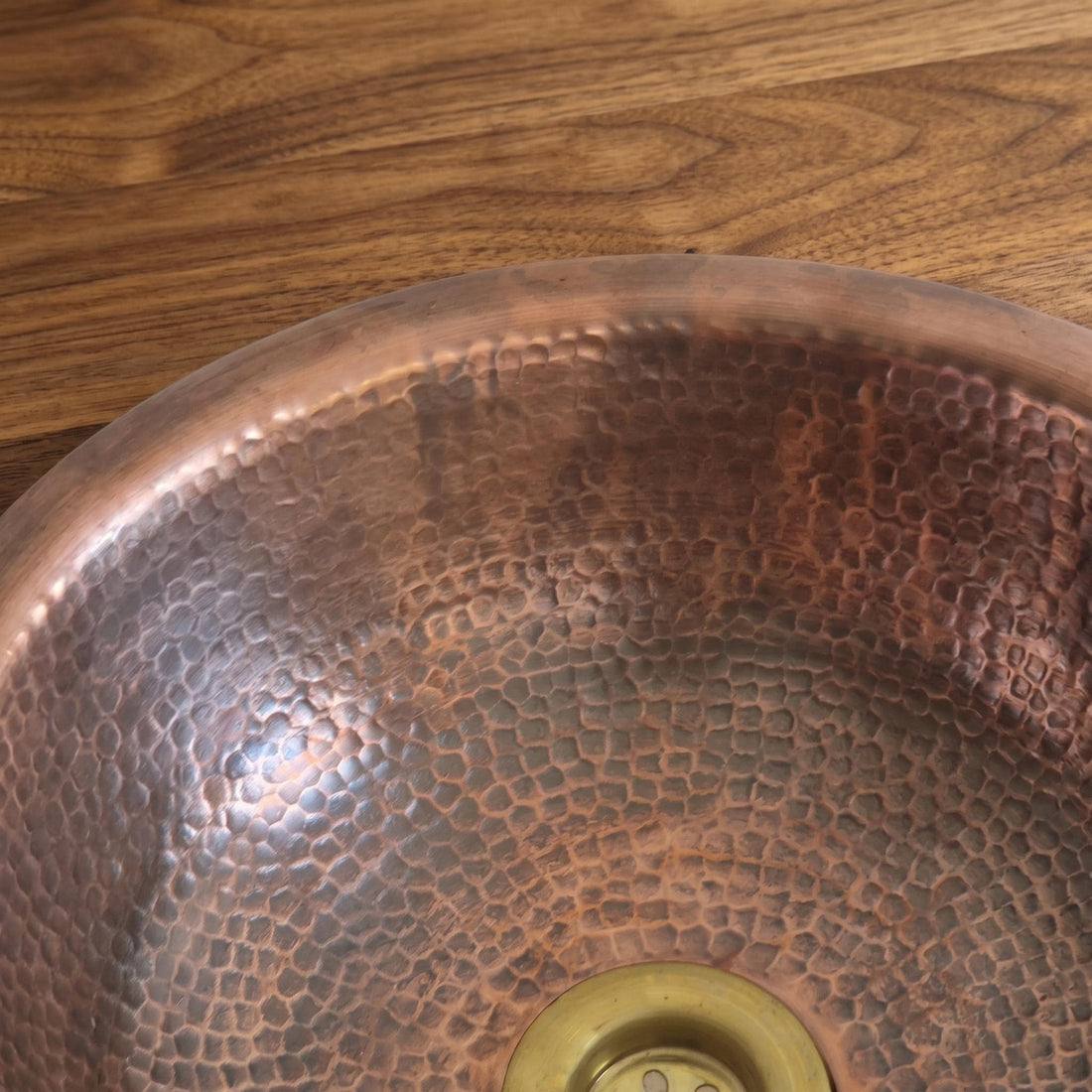 Antique Copper Vessel Sink Hammered Round Countertop Basin Handcrafted