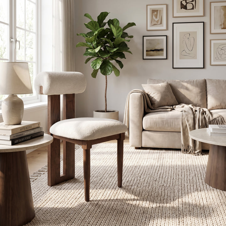 Moroccan Walnut Cream Boucle Chair