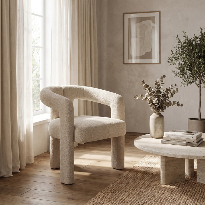 Moroccan Cream Boucle Sculptural Armchair